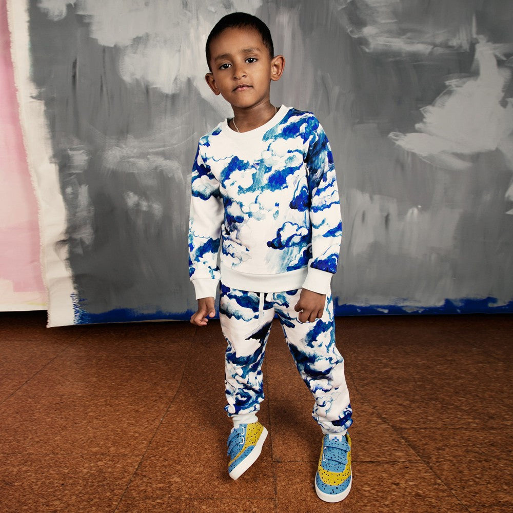 Girls Dark Blue Seas Of Clouds Printed Trouser - CÉMAROSE | Children's Fashion Store - 2