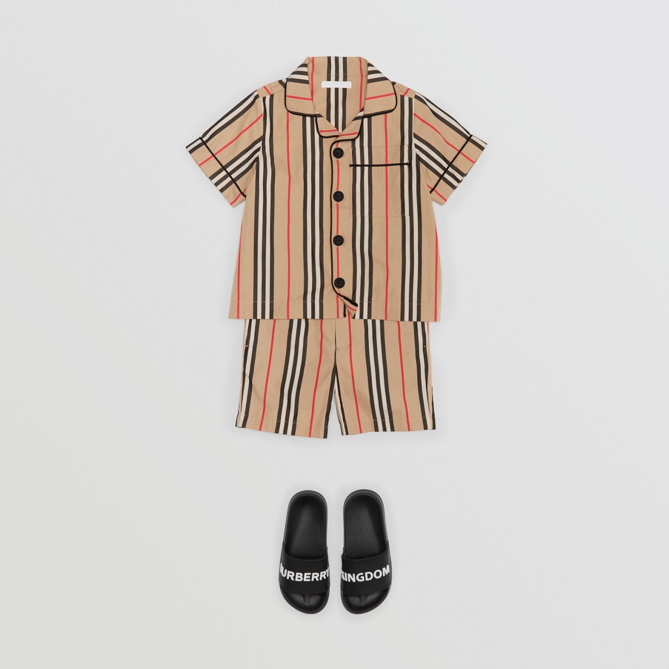 Boys Archive Beige Stripes Cotton Shirt
