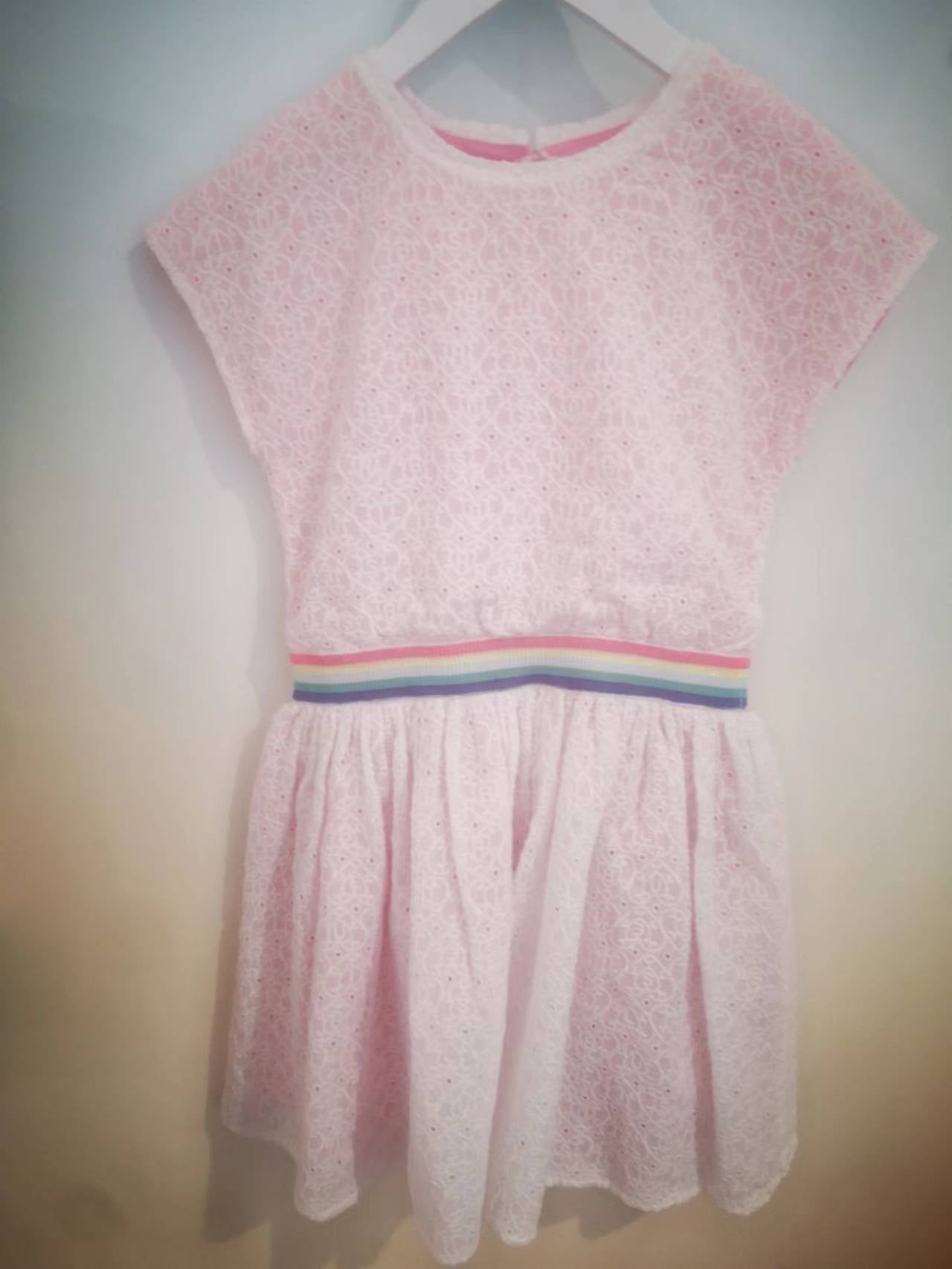 Girls White Embroidered Cotton Dress