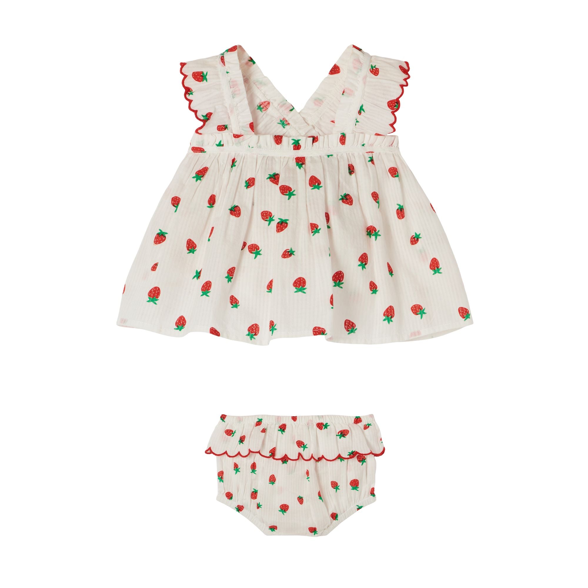 Baby Girls White Printing Dress Set