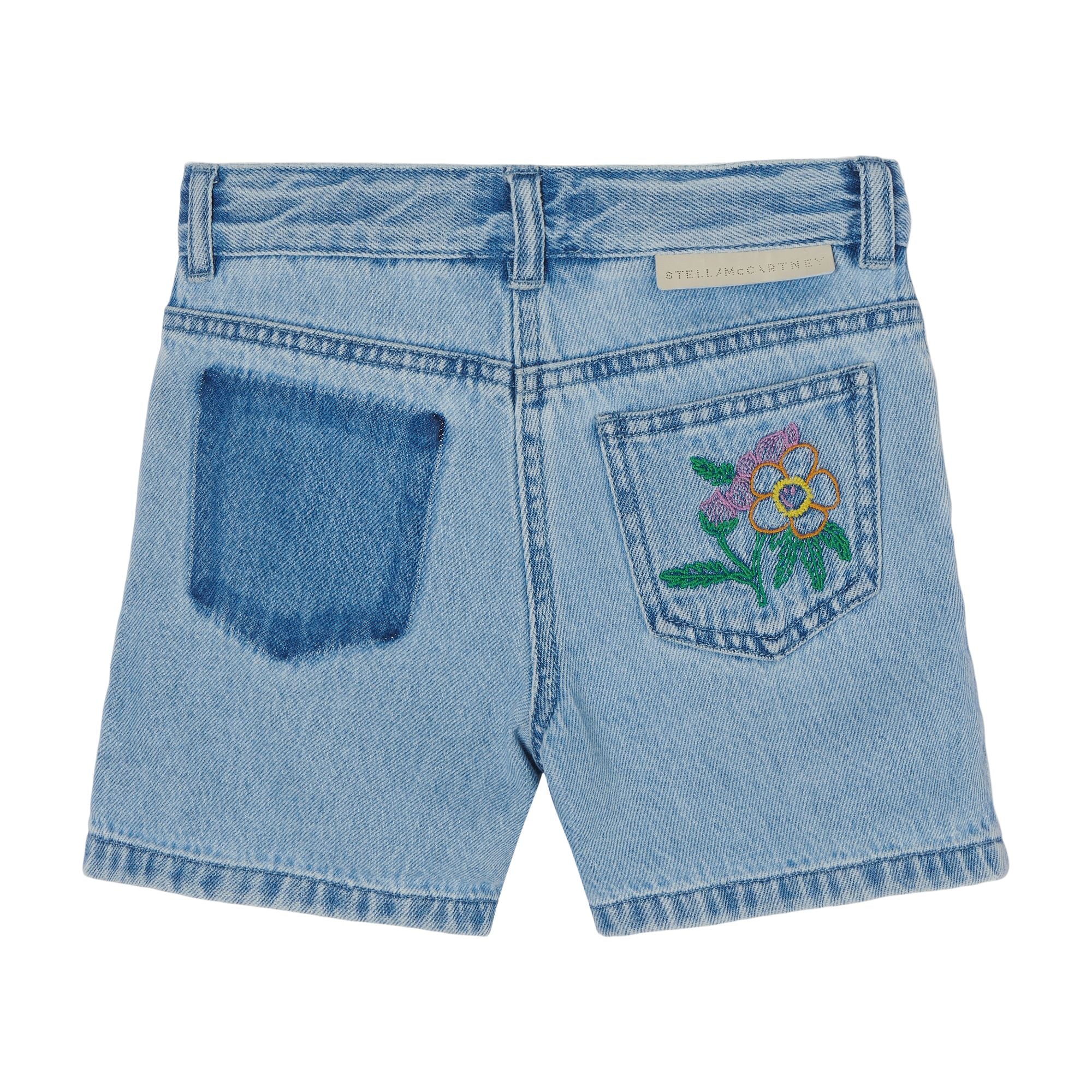 Girls Blue Flower Cotton Shorts