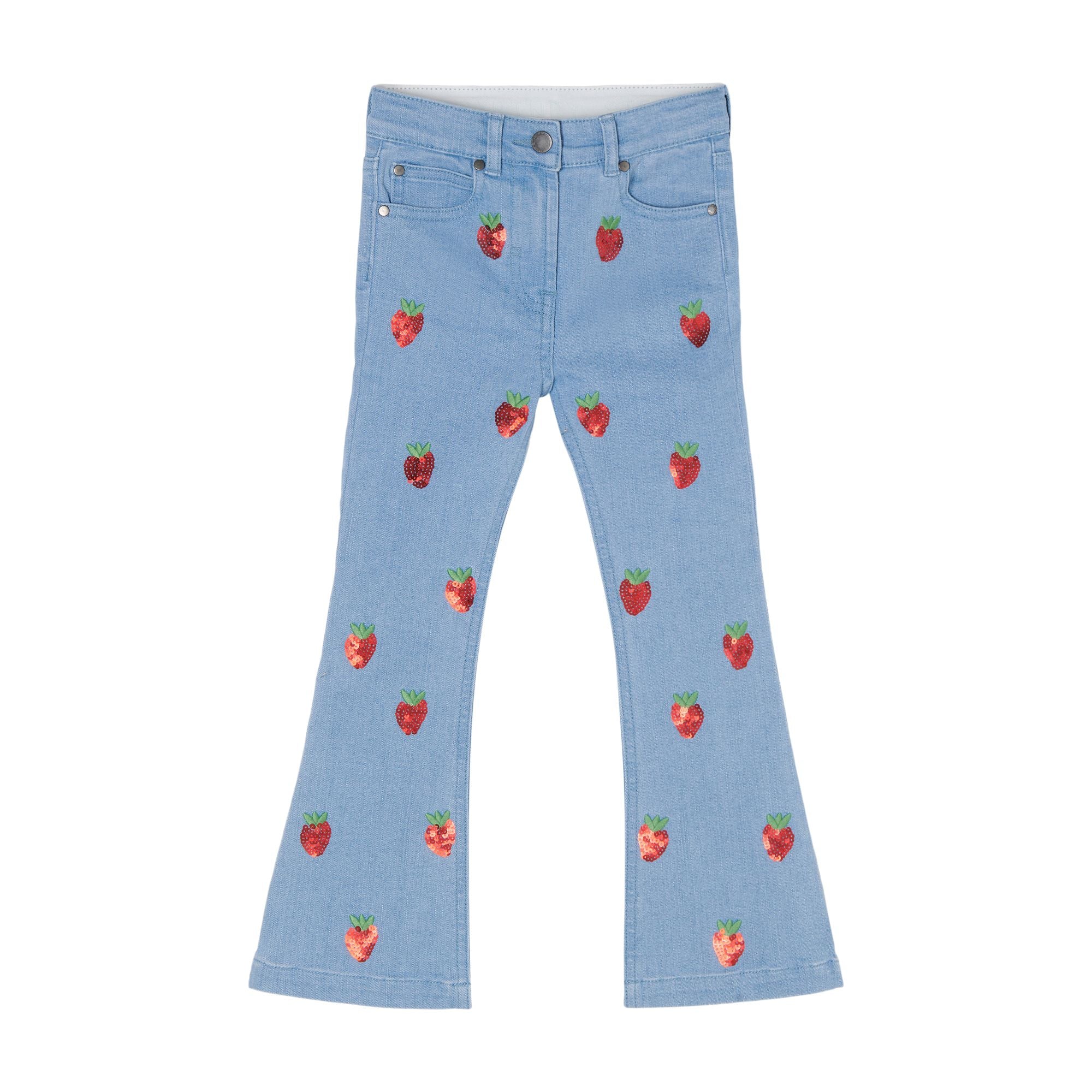 Girls Blue Strawberry Cotton Trousers