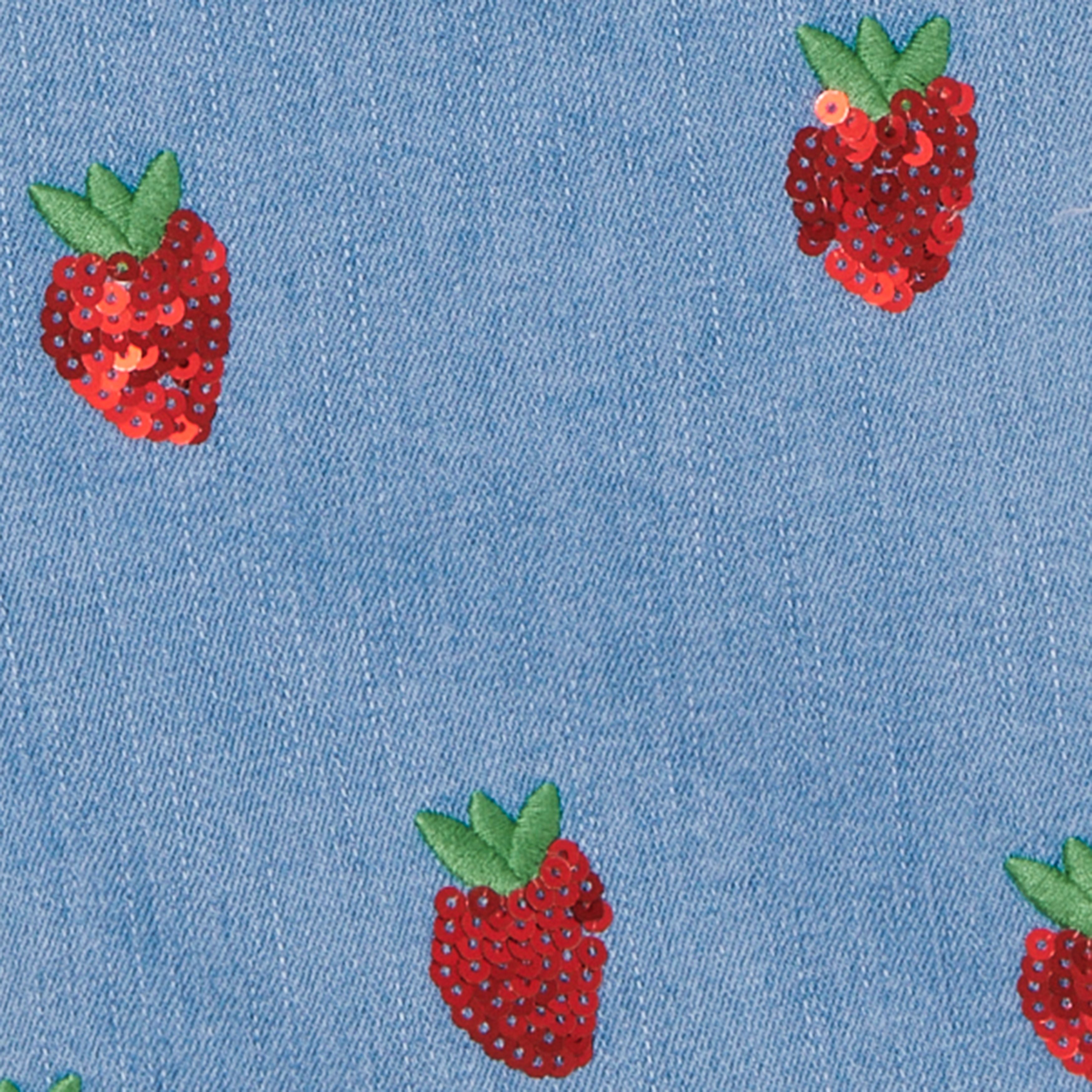 Girls Blue Strawberry Cotton Trousers