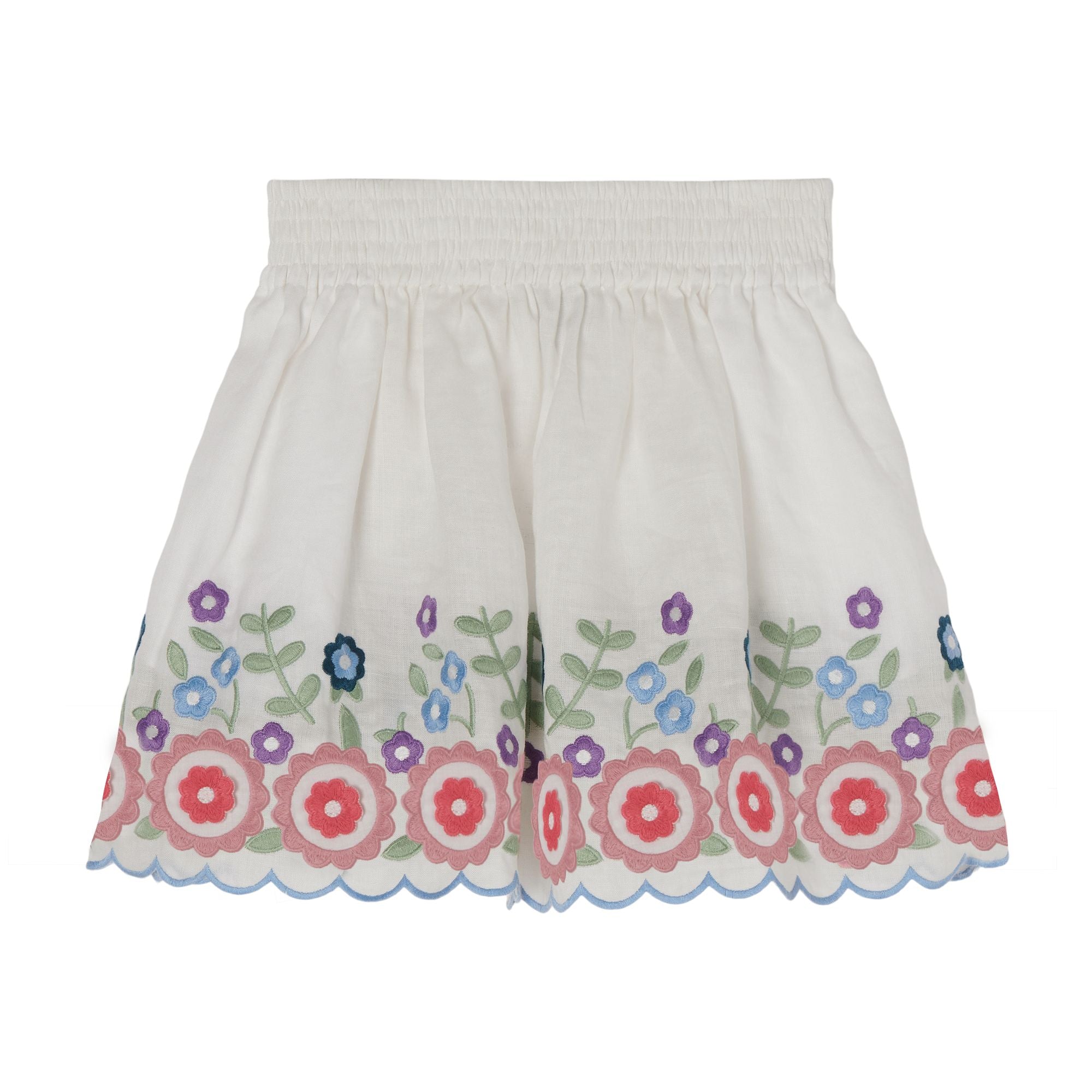 Girls White Flower Skirt