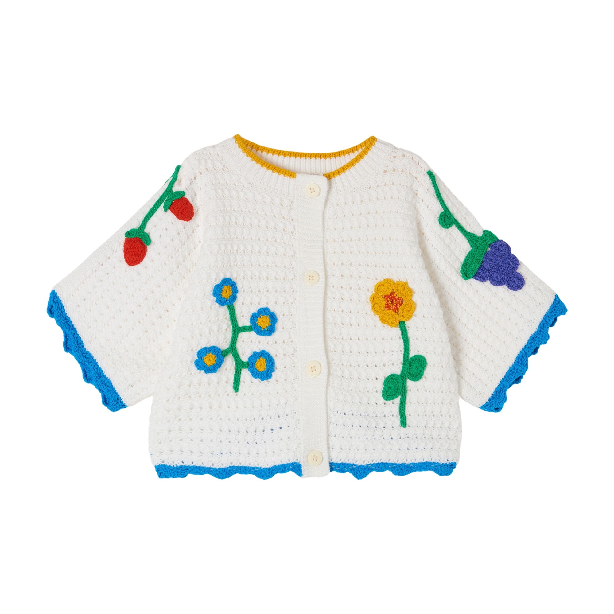 Girls White Flower Cardigan