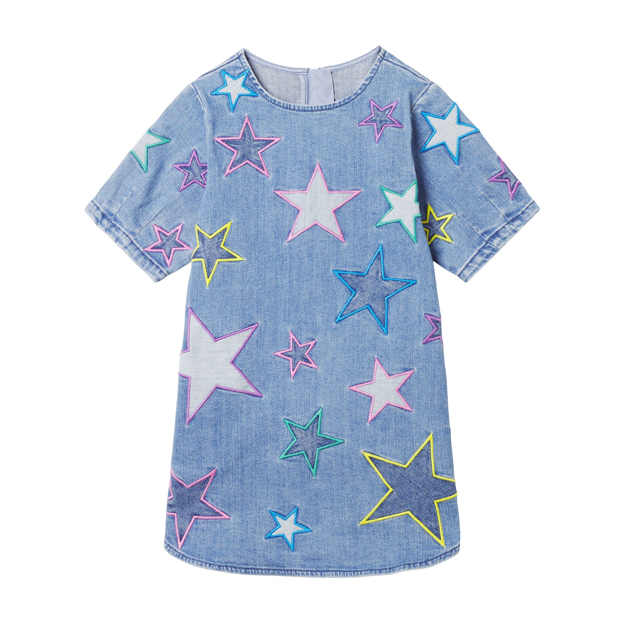 Girls Blue Stars Denim Dress