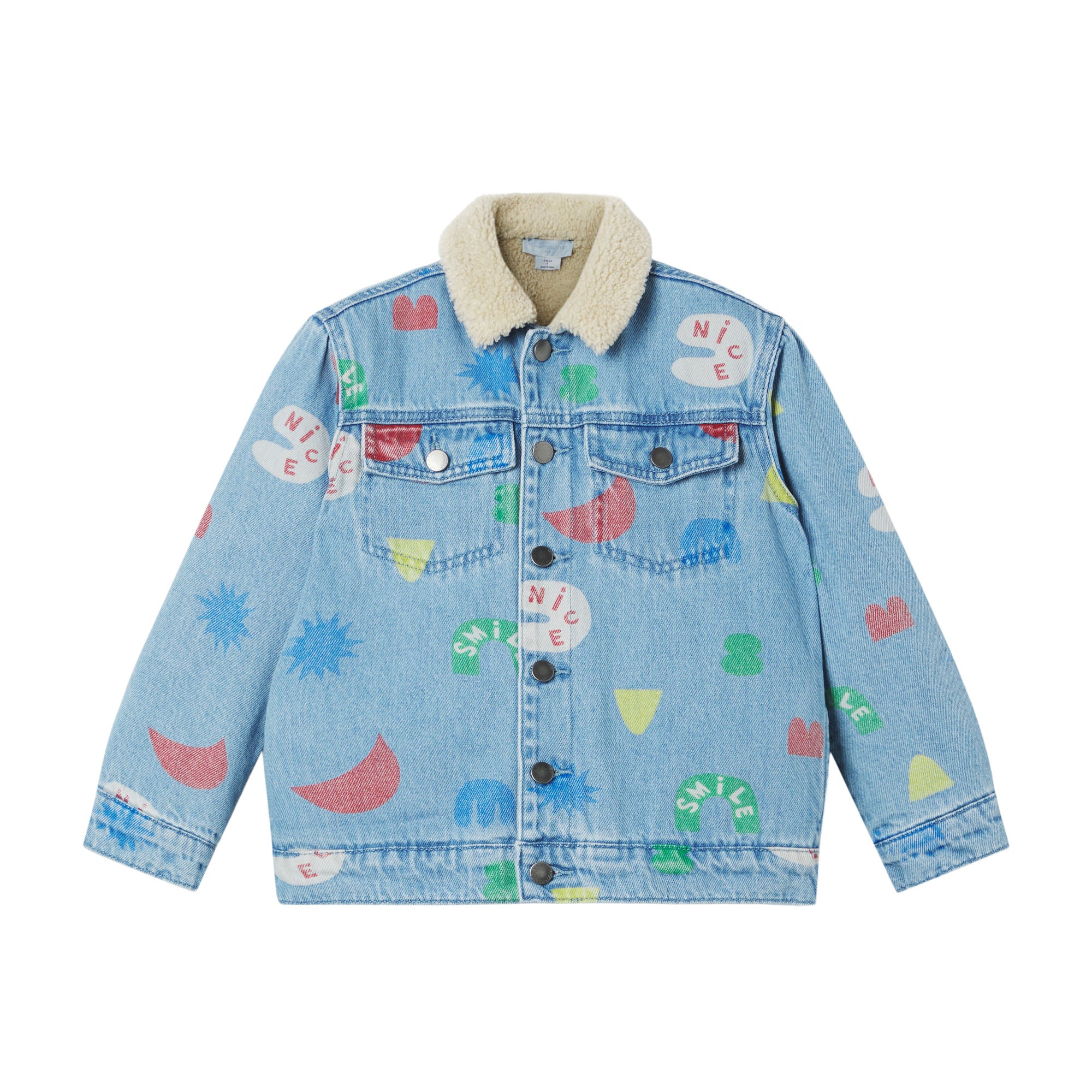 Boys Blue Printed Denim Jacket