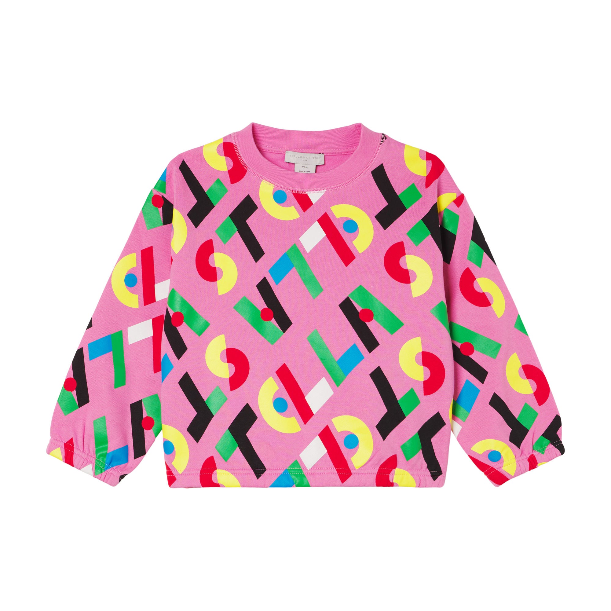 Girls Pink Logo Cotton Sweatshirt