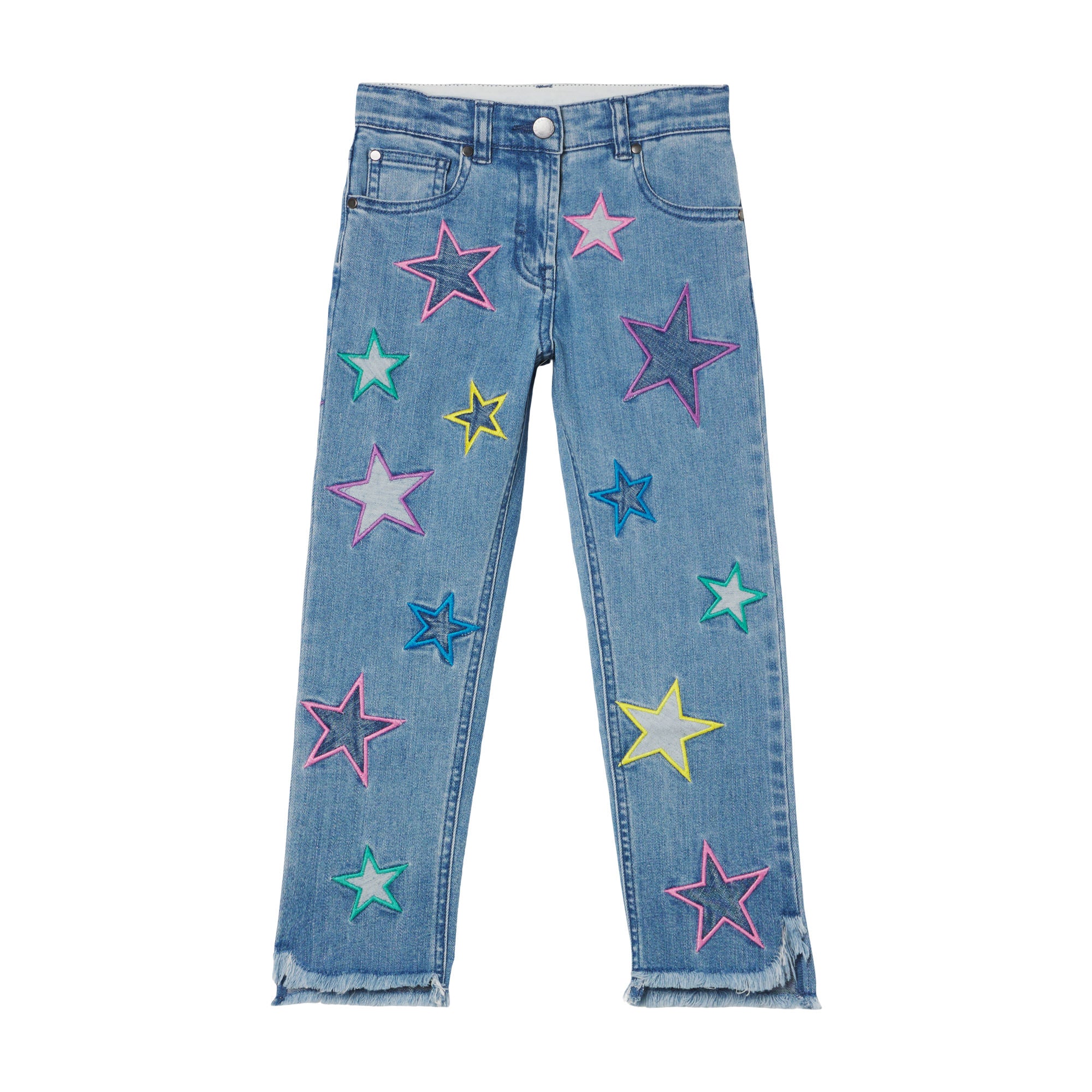 Girls Blue Stars Denim Trousers