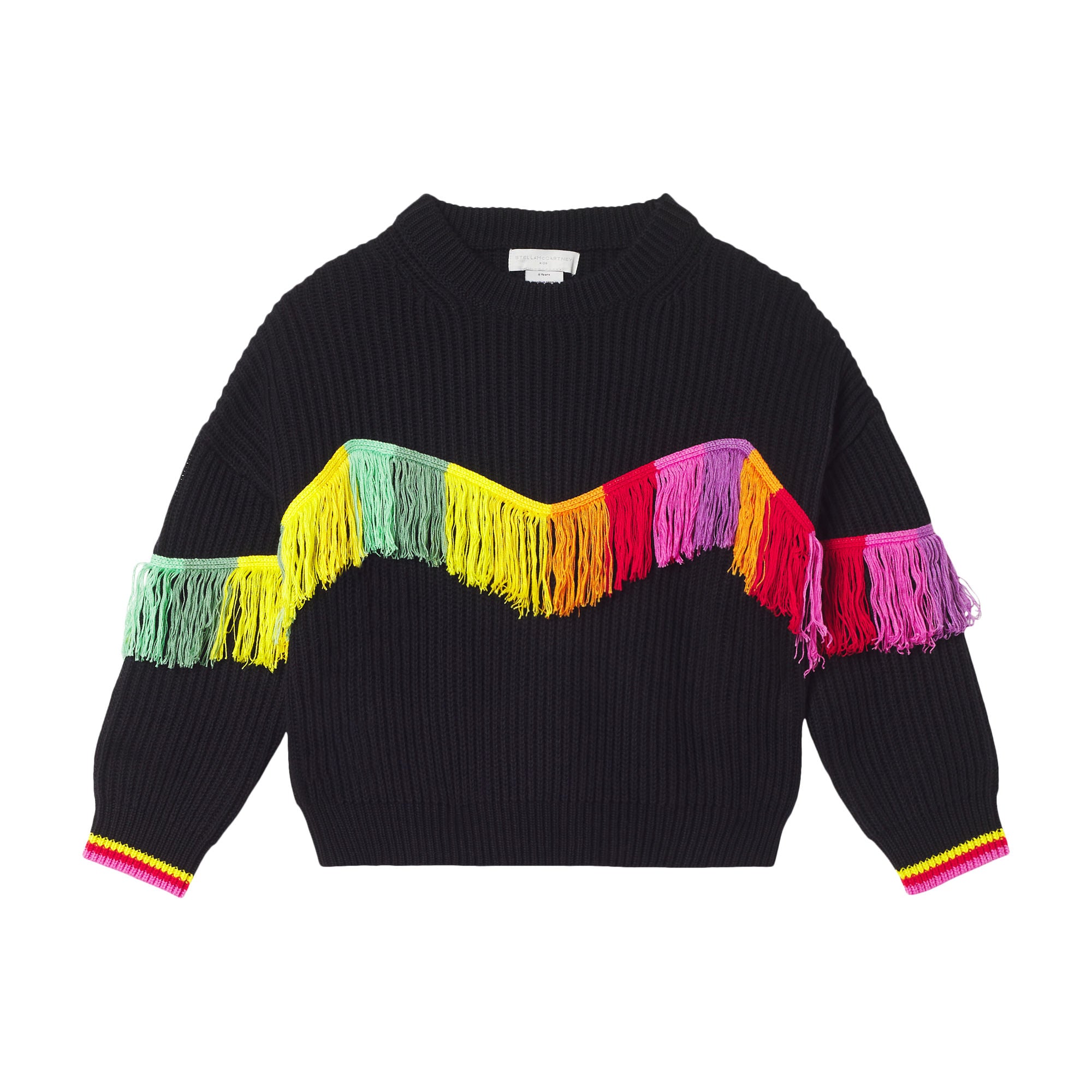 Girls Black Tassel Sweater