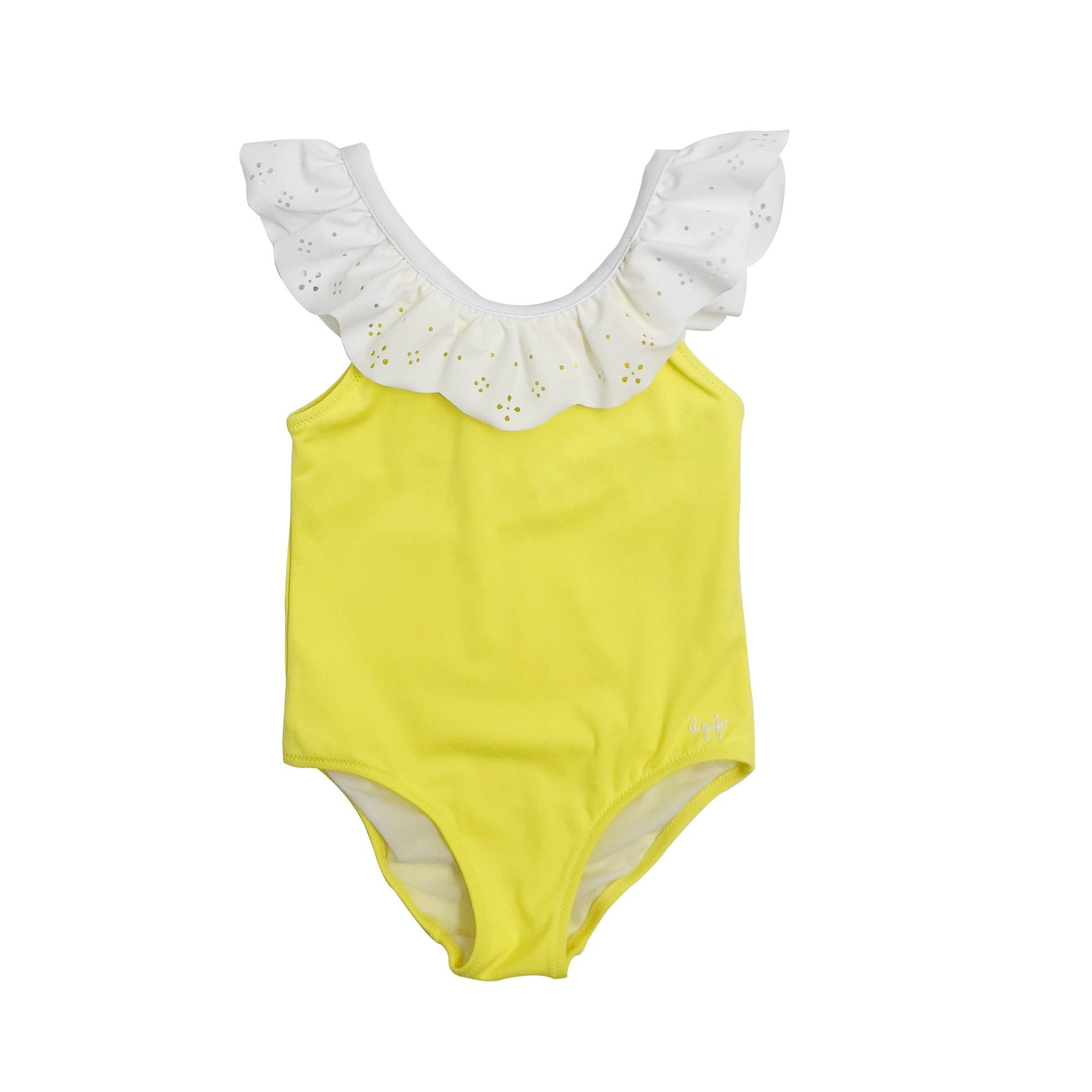 Girls Yellow & White Swimwear