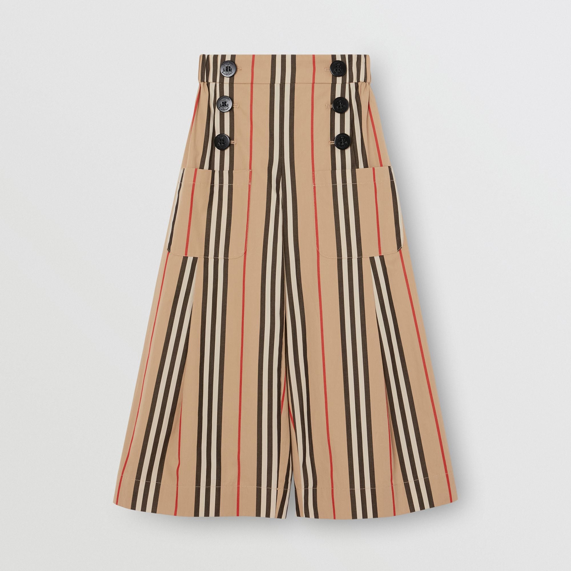 Girls Archive Beige Stripes Cotton Trousers