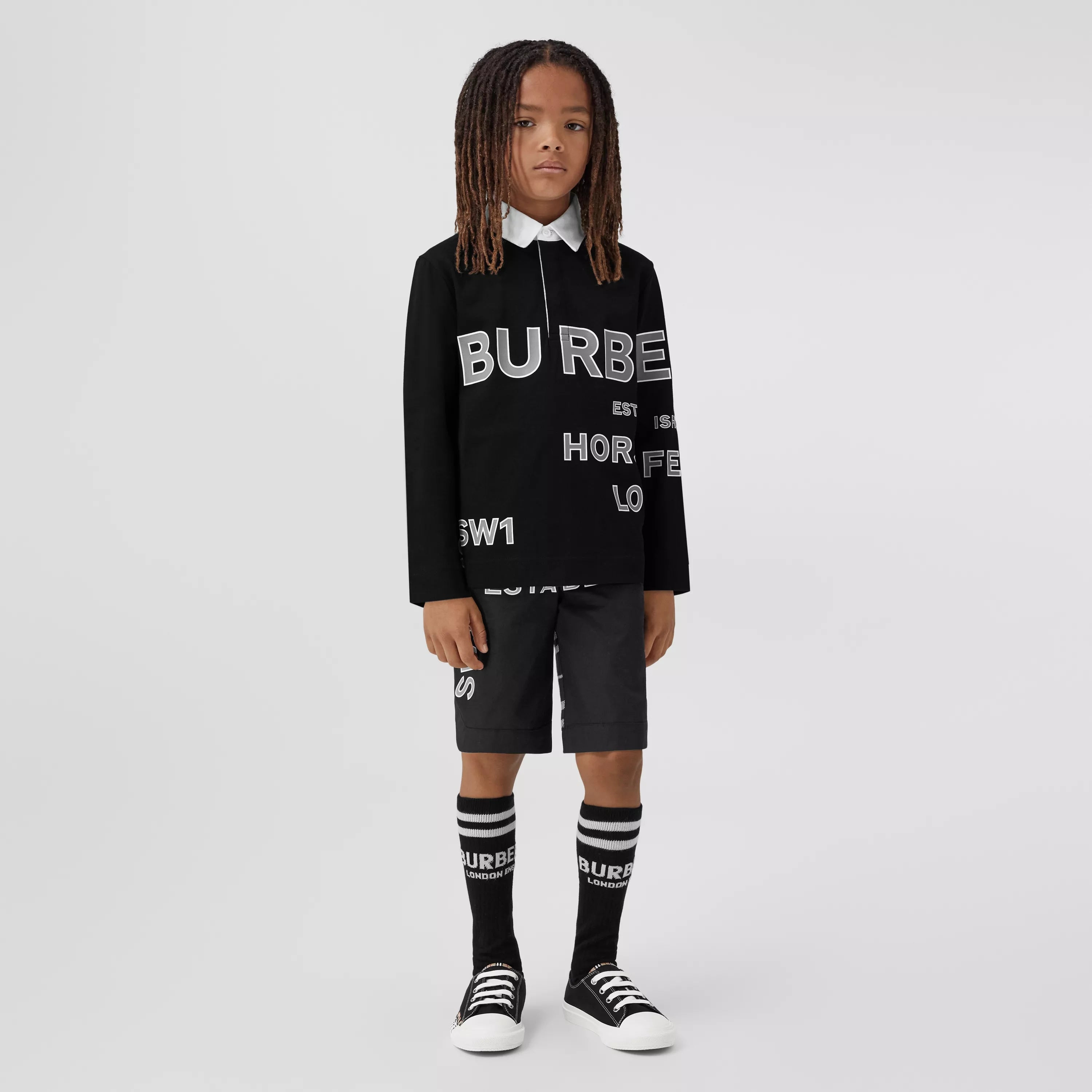 Boys Black Logo Cotton Polo Shirt