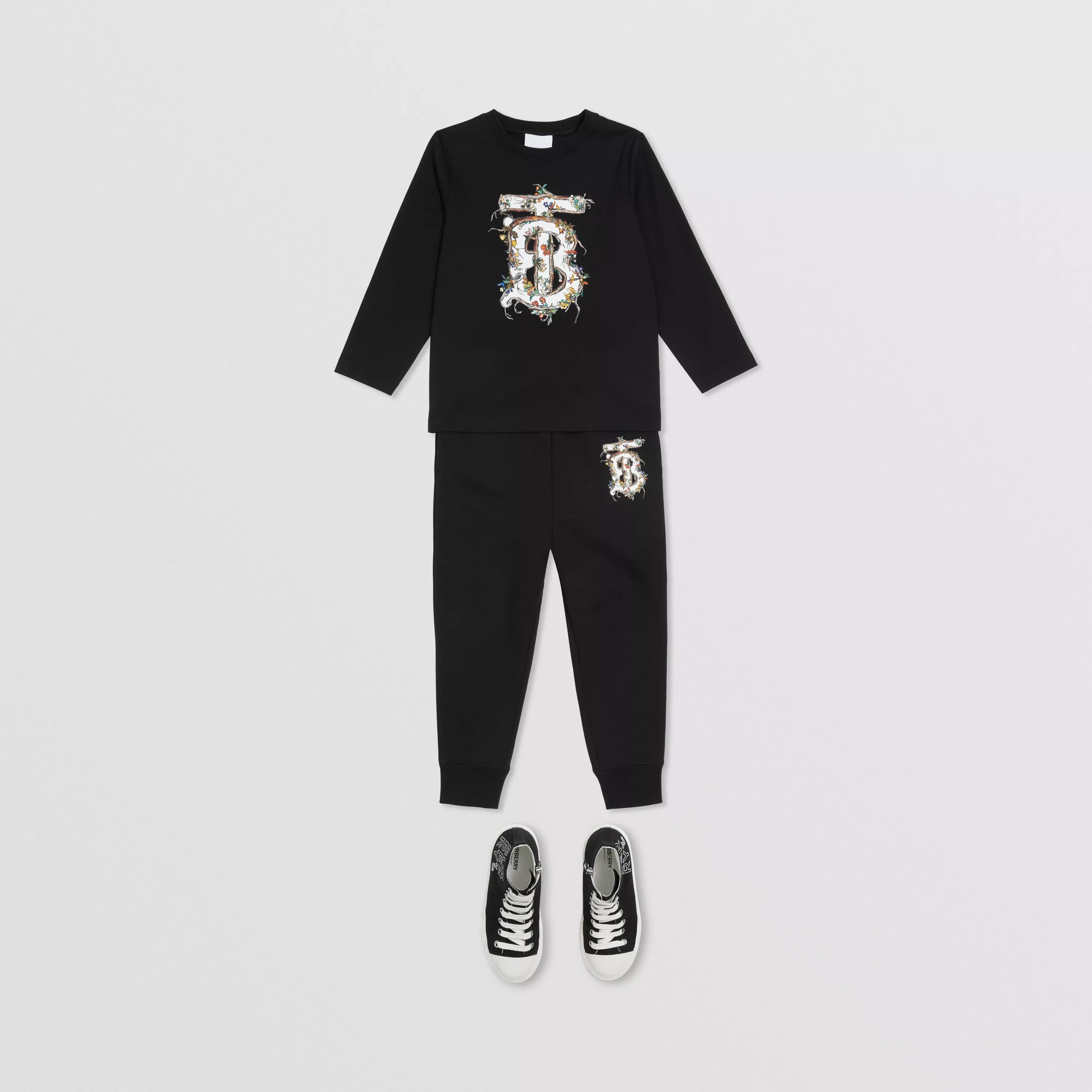 Boys & Girls Black Logo Cotton Trousers