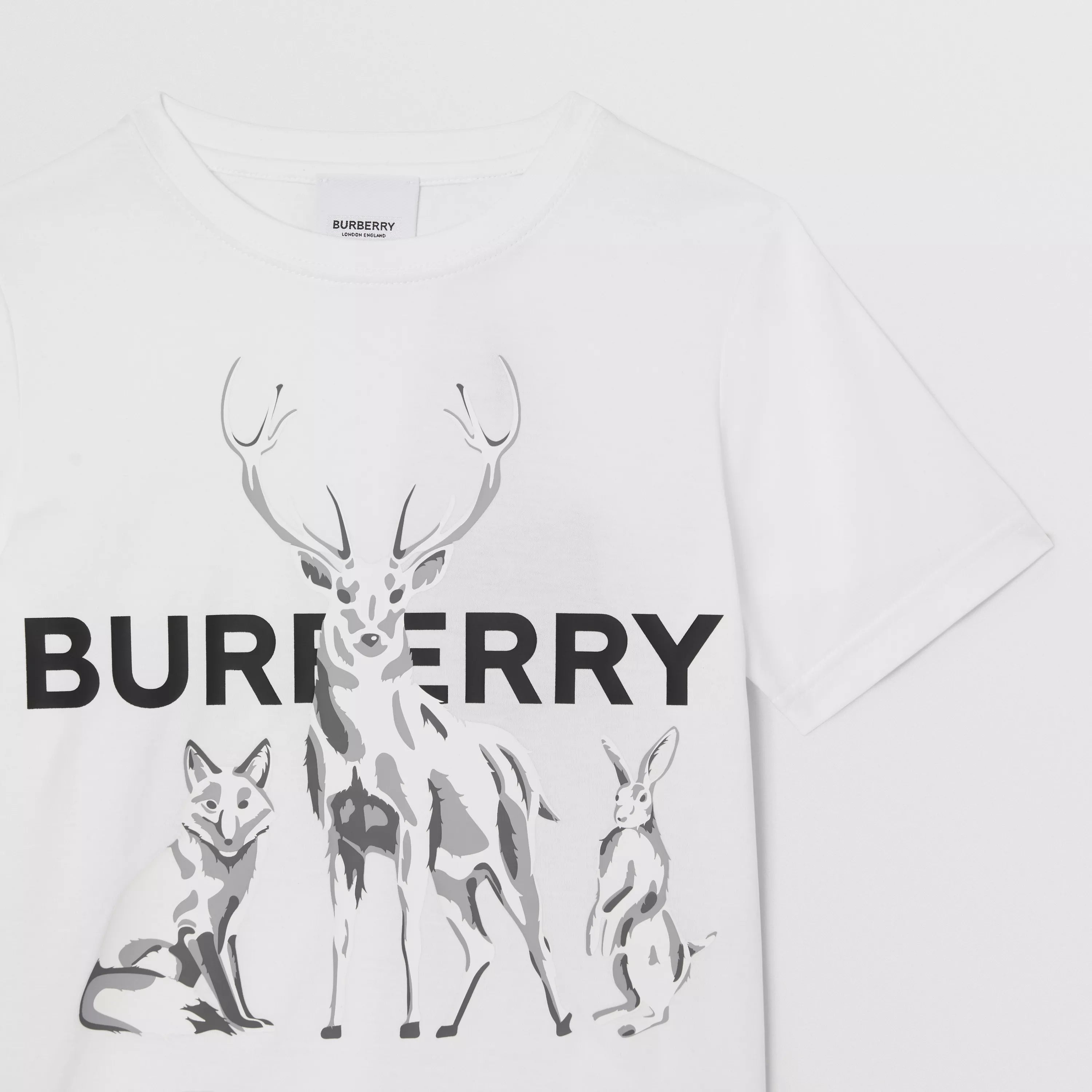 Boys & Girls White Printed Cotton T-Shirt