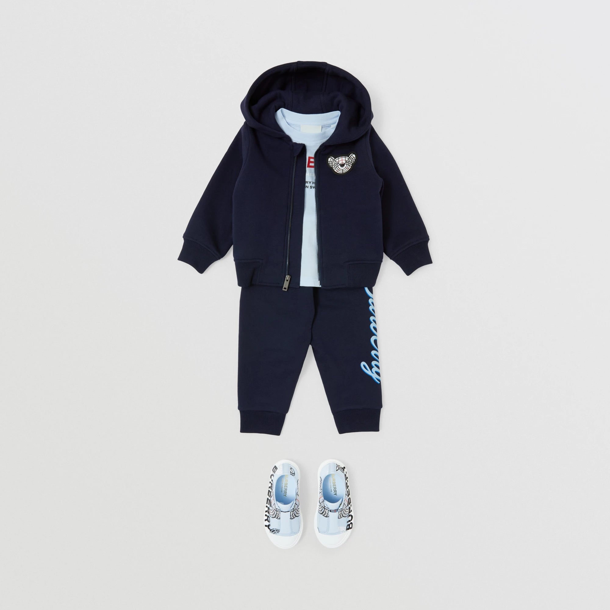 Baby Boys & Girls Blue Logo Cotton Trousers