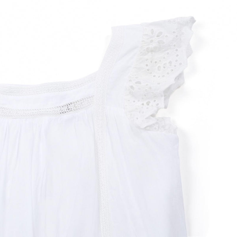Girls White Cotton Dress