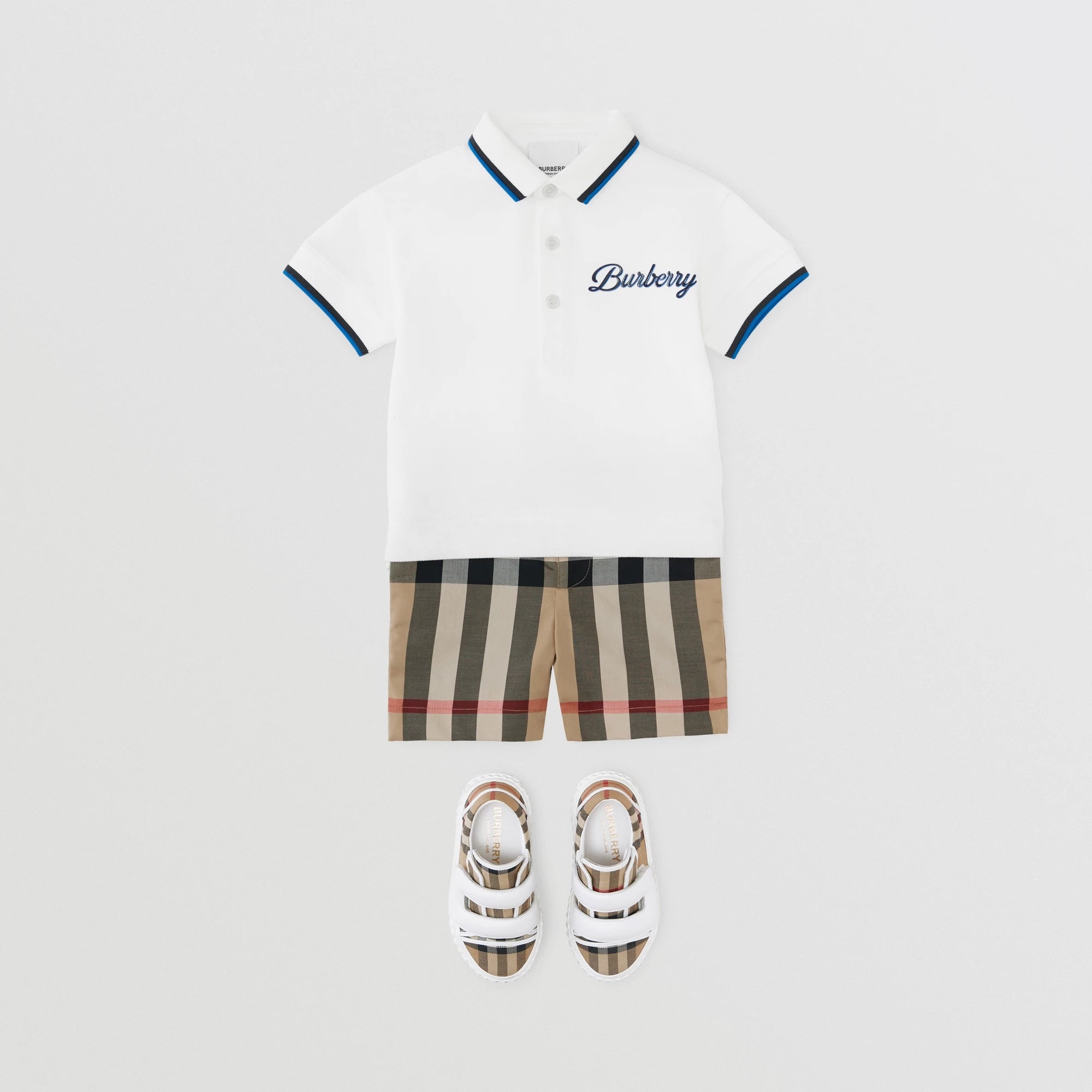 Baby Boys White Logo Cotton Polo Shirt