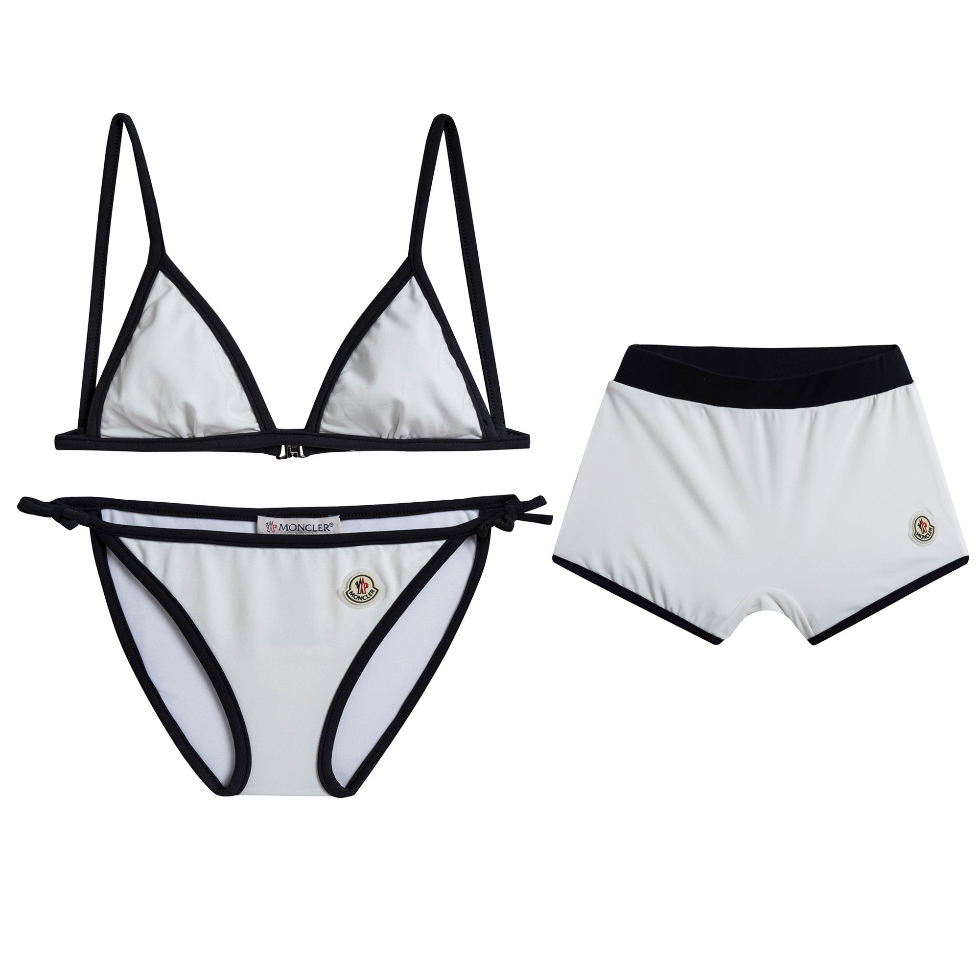 Girls White Bikini & Shorts （3 Piece）