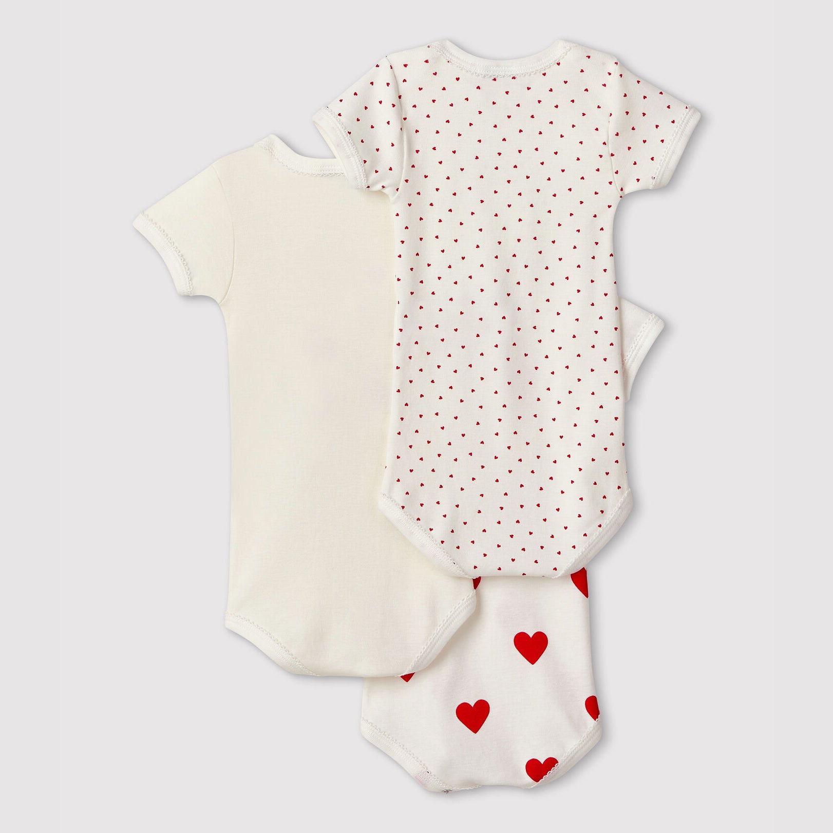Baby Girls White Heart Cotton Babysuit Set(3 Pack)