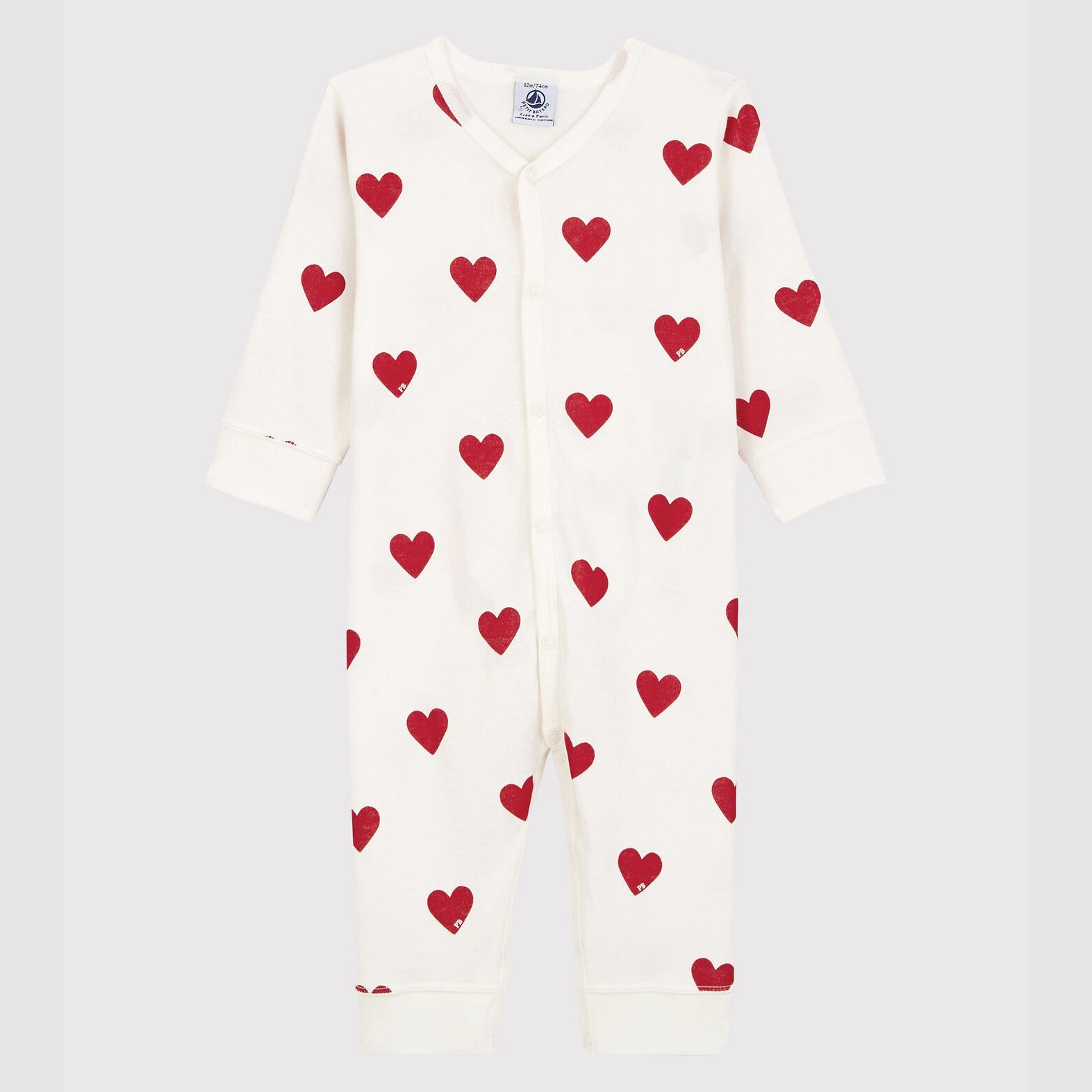 Baby Girls White Heart Cotton Babysuit