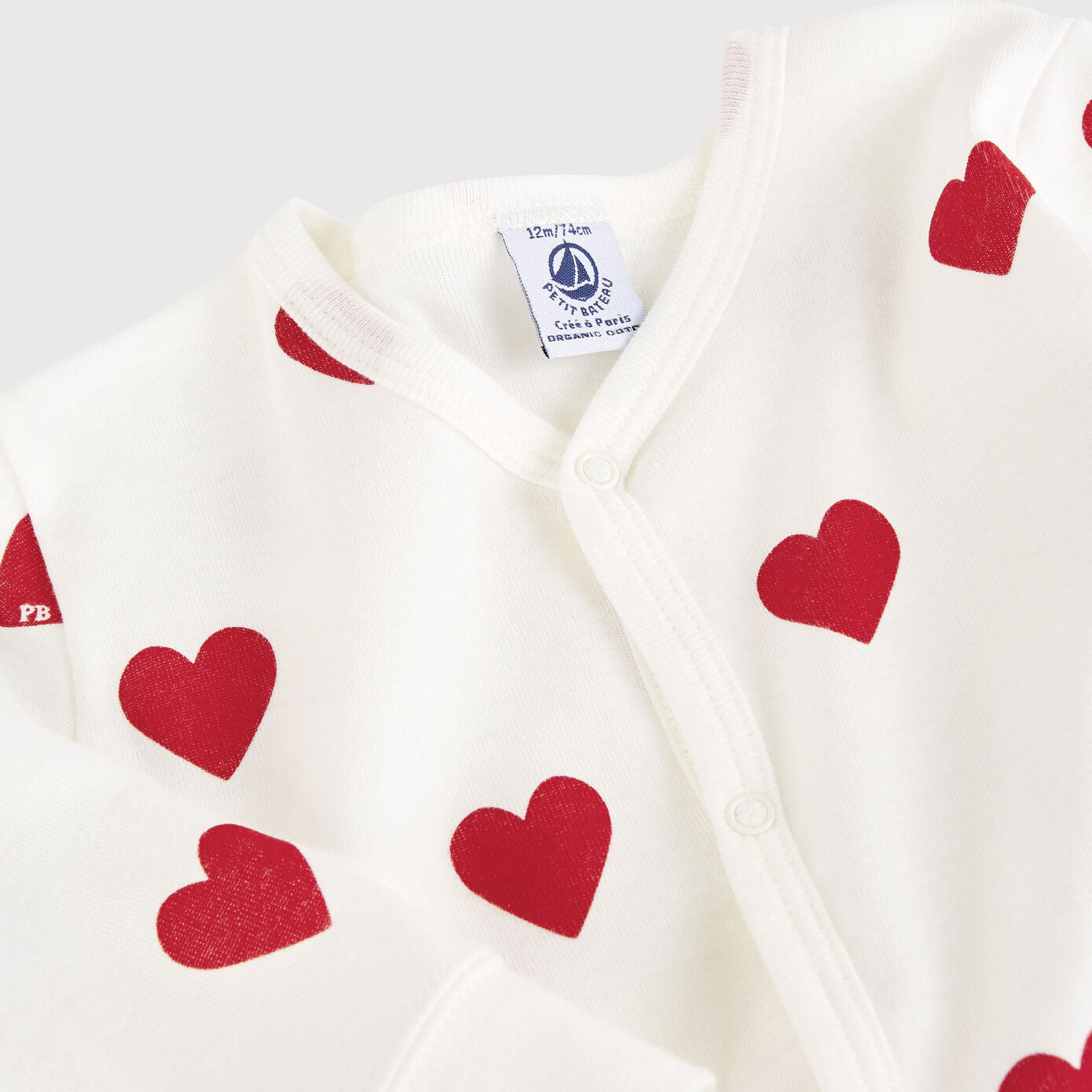 Baby Girls White Heart Cotton Babysuit