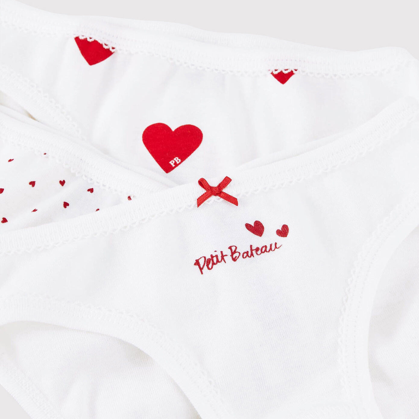 Girls White Heart Cotton Underwear Set(3 Pack)