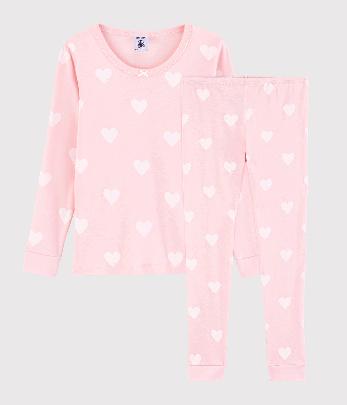 Girls Pink Heart Cotton Nightwear Set