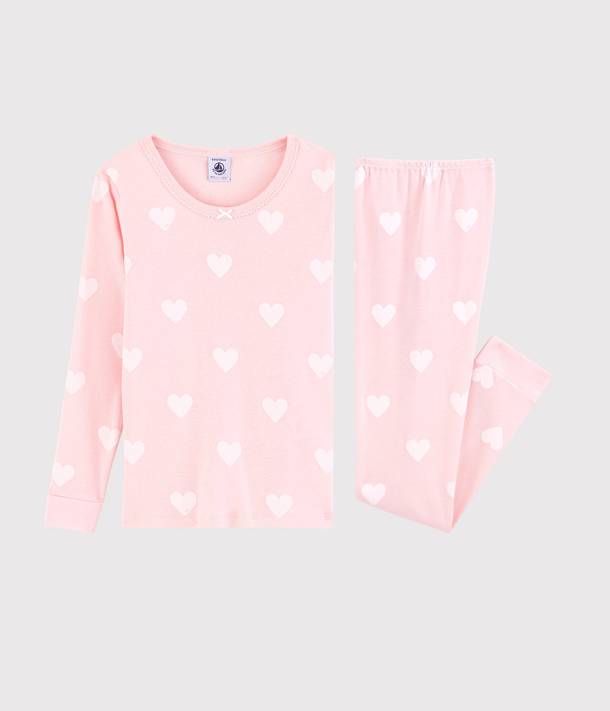 Girls Pink Heart Cotton Nightwear Set