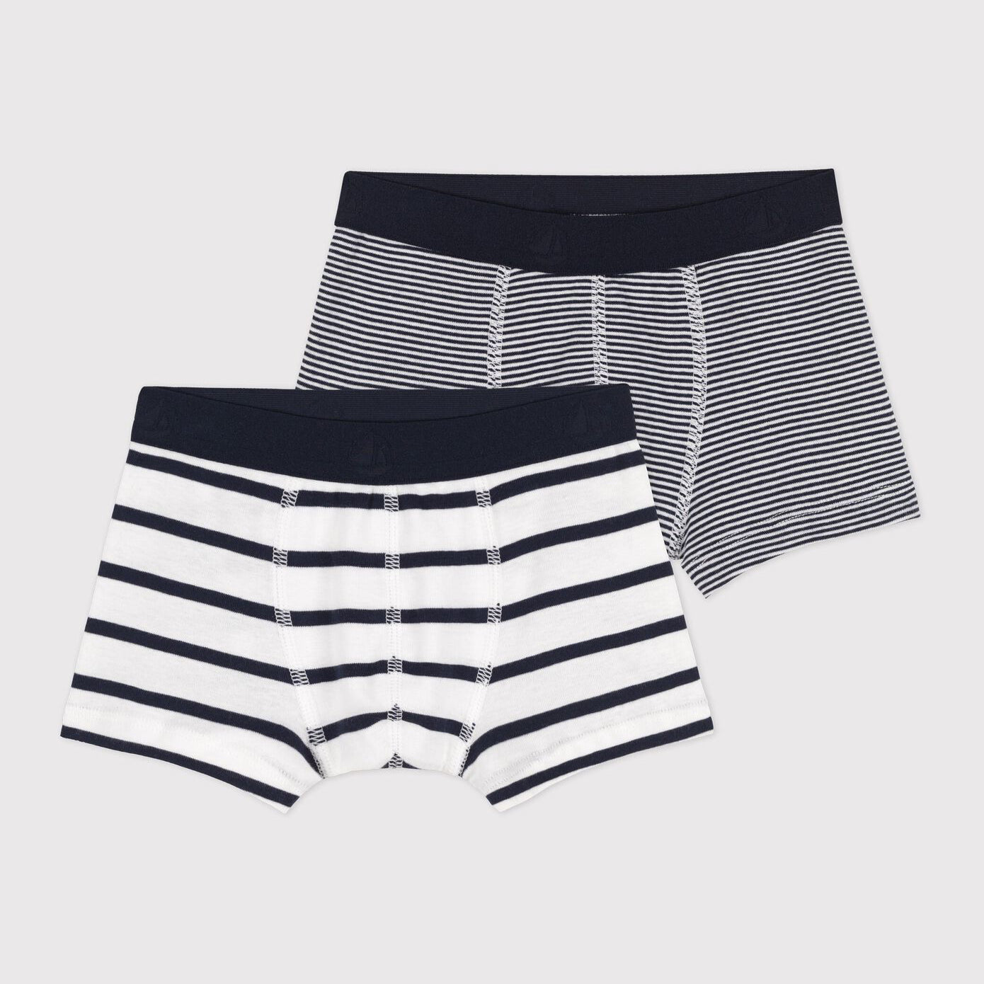 Boys White Stripes Cotton Underwear Set(2 Pack)