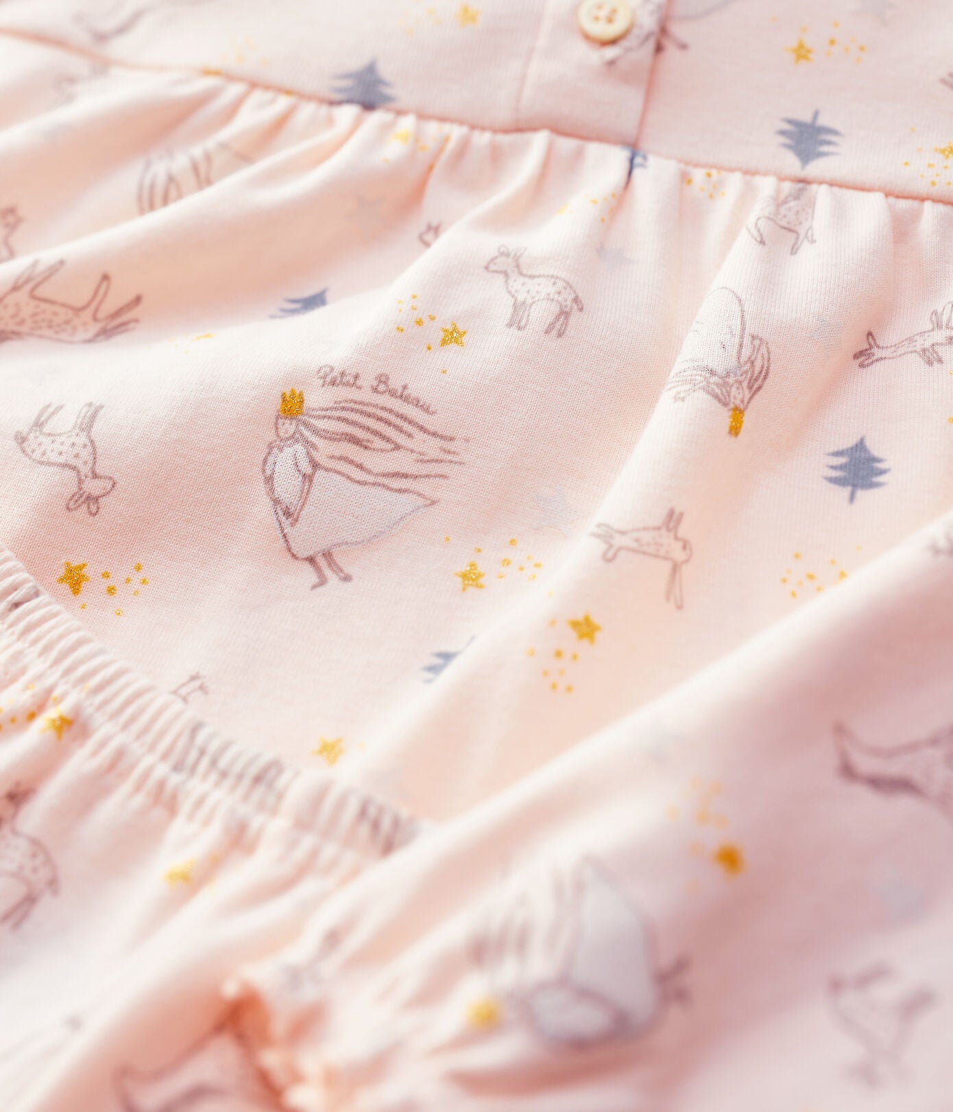 Girls Pink Printed Cotton Nightwear Set