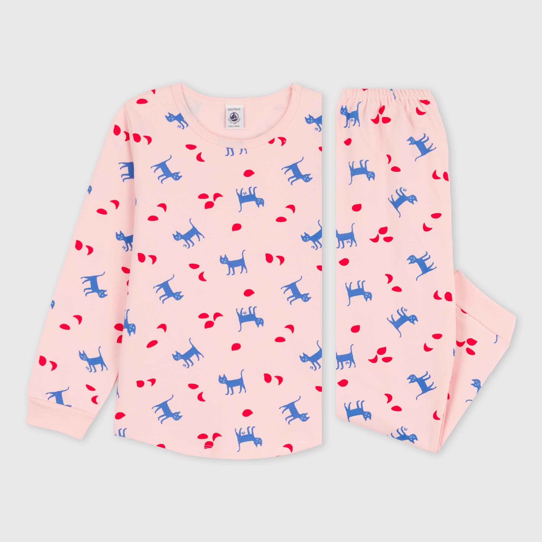 Girls Pink Printed Nightwear Set