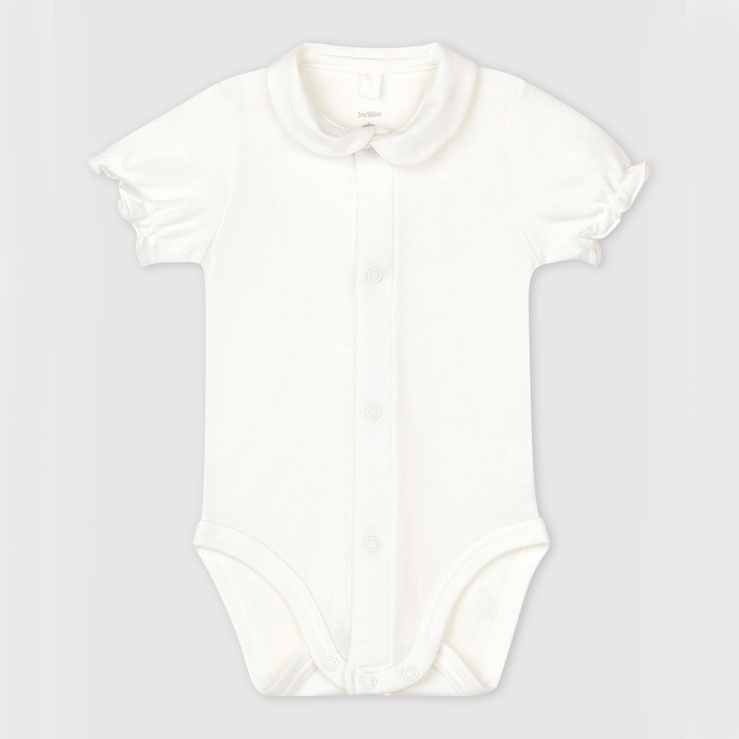 Baby Girls White Cotton Babysuit