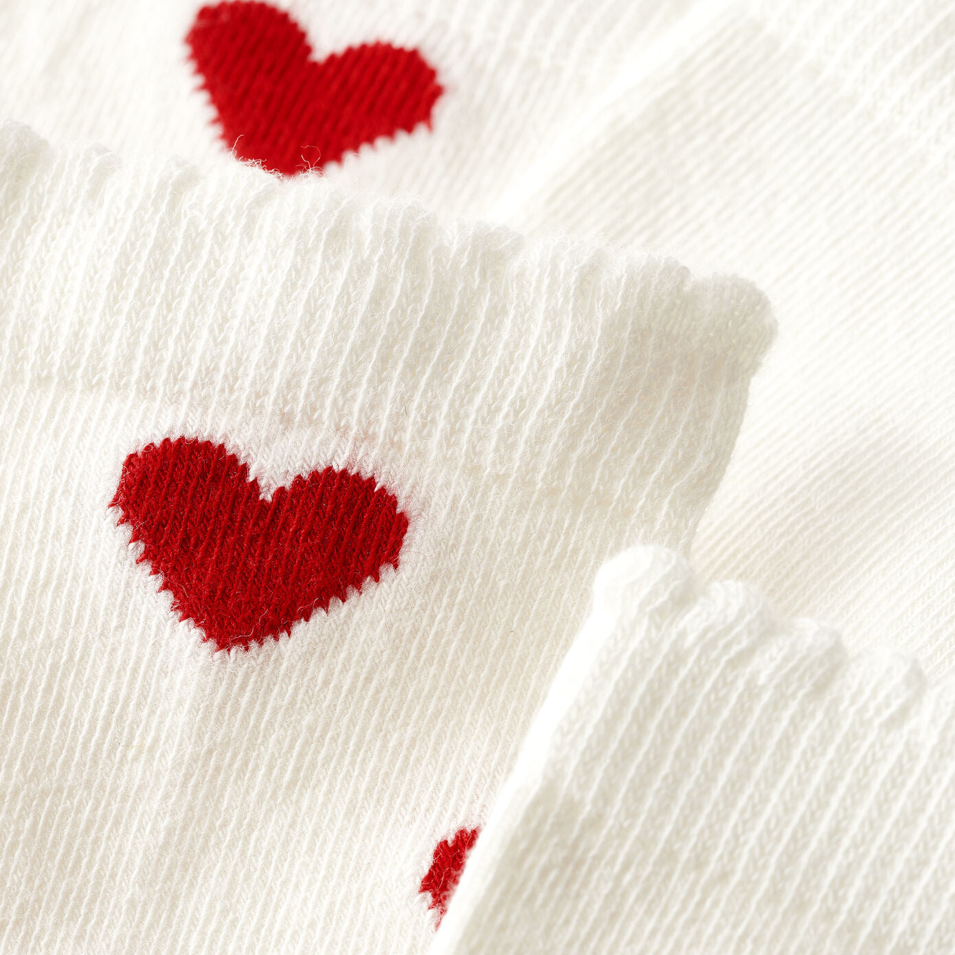 Girls White Heart Cotton Socks(2 Pack)