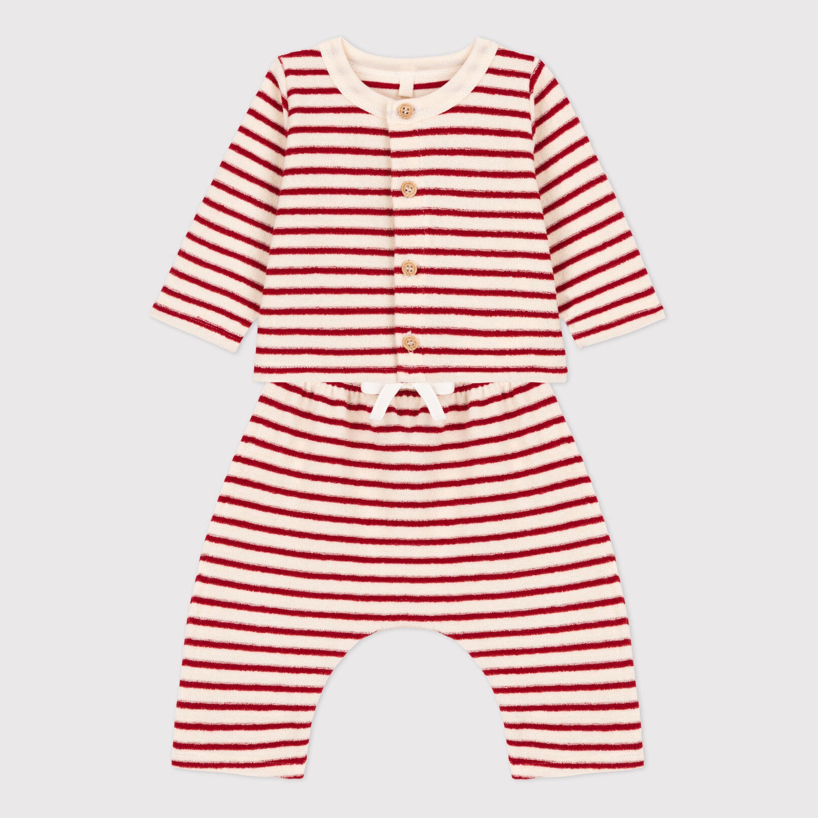 Baby Boys & Girls Red Stripes Cotton Set