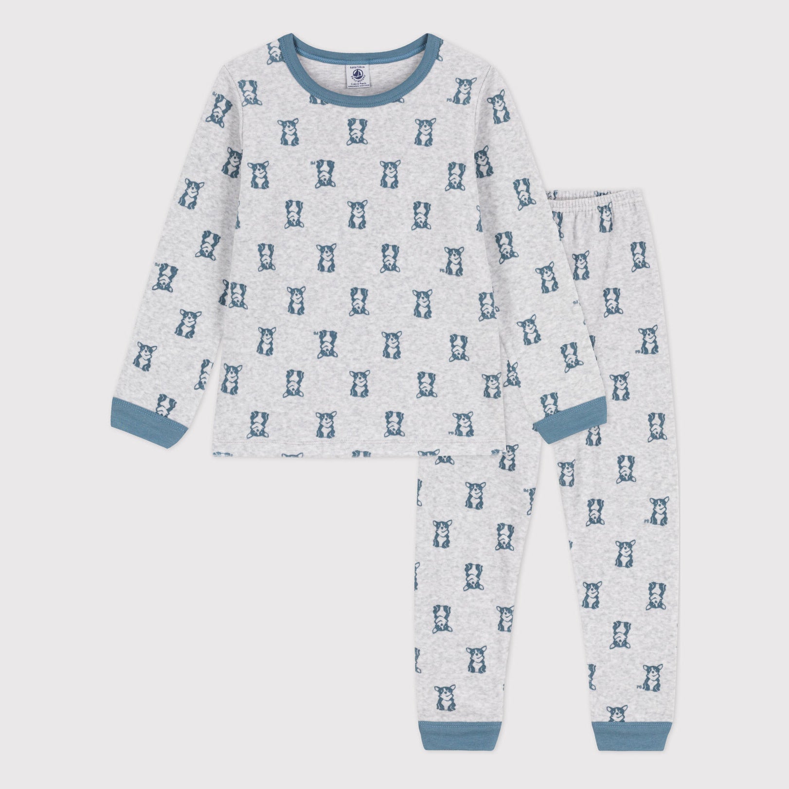 Boys Grey Printed Cotton Nightwear Set