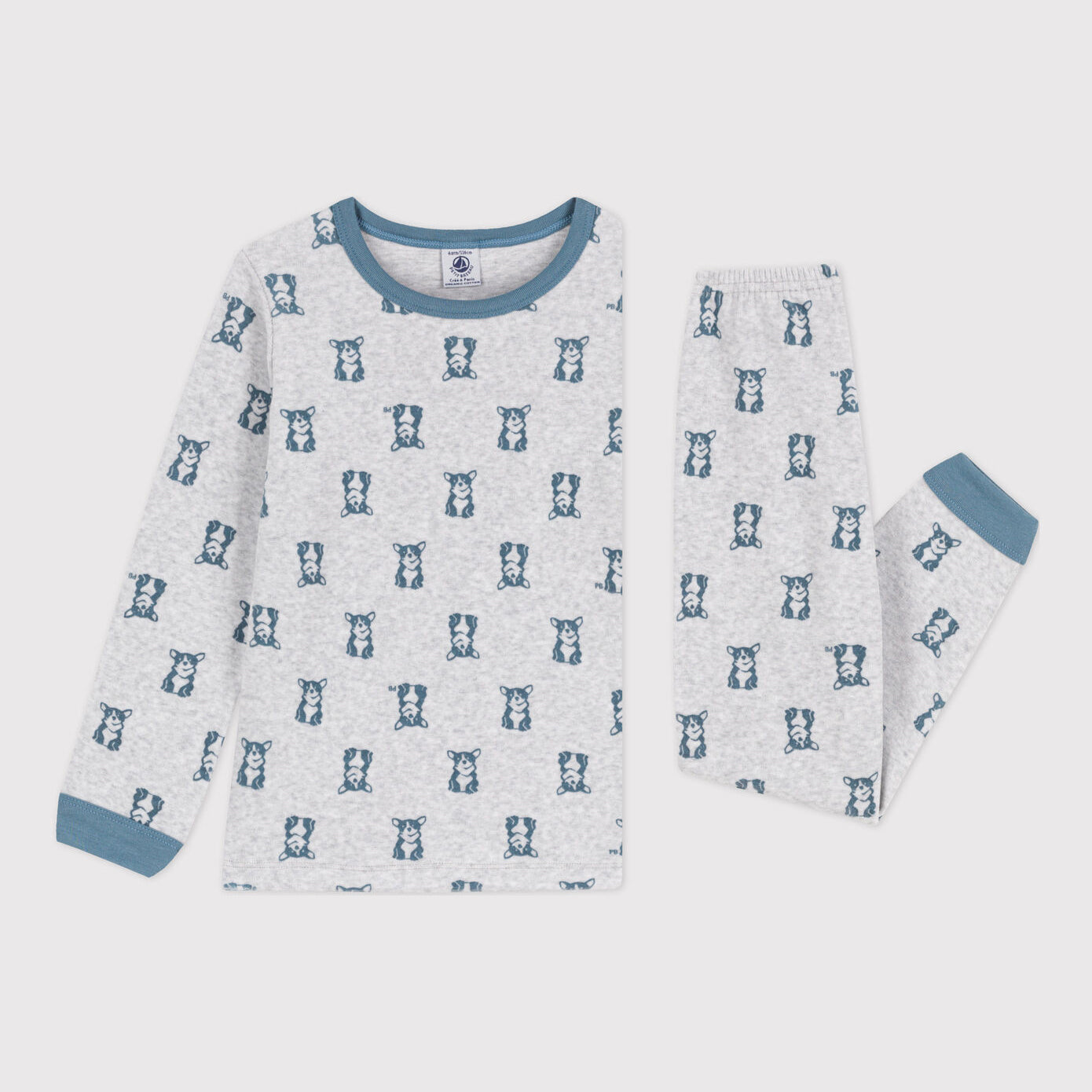 Boys Grey Printed Cotton Nightwear Set