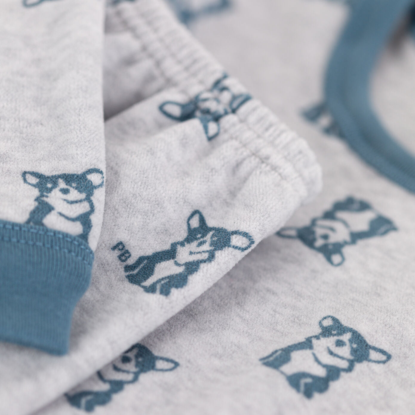 Boys Grey Printed Cotton Nightwear Set