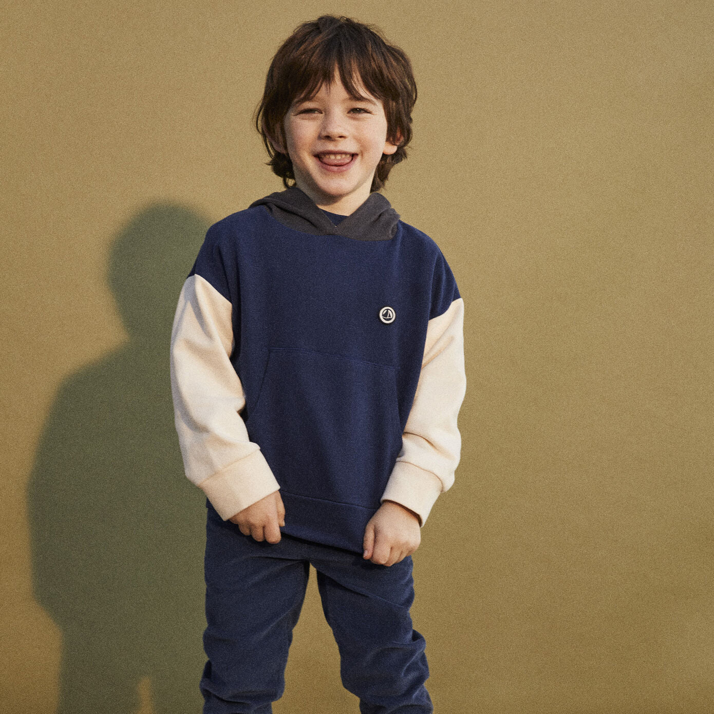 Boys Navy Hooded Cotton Sweatshirt
