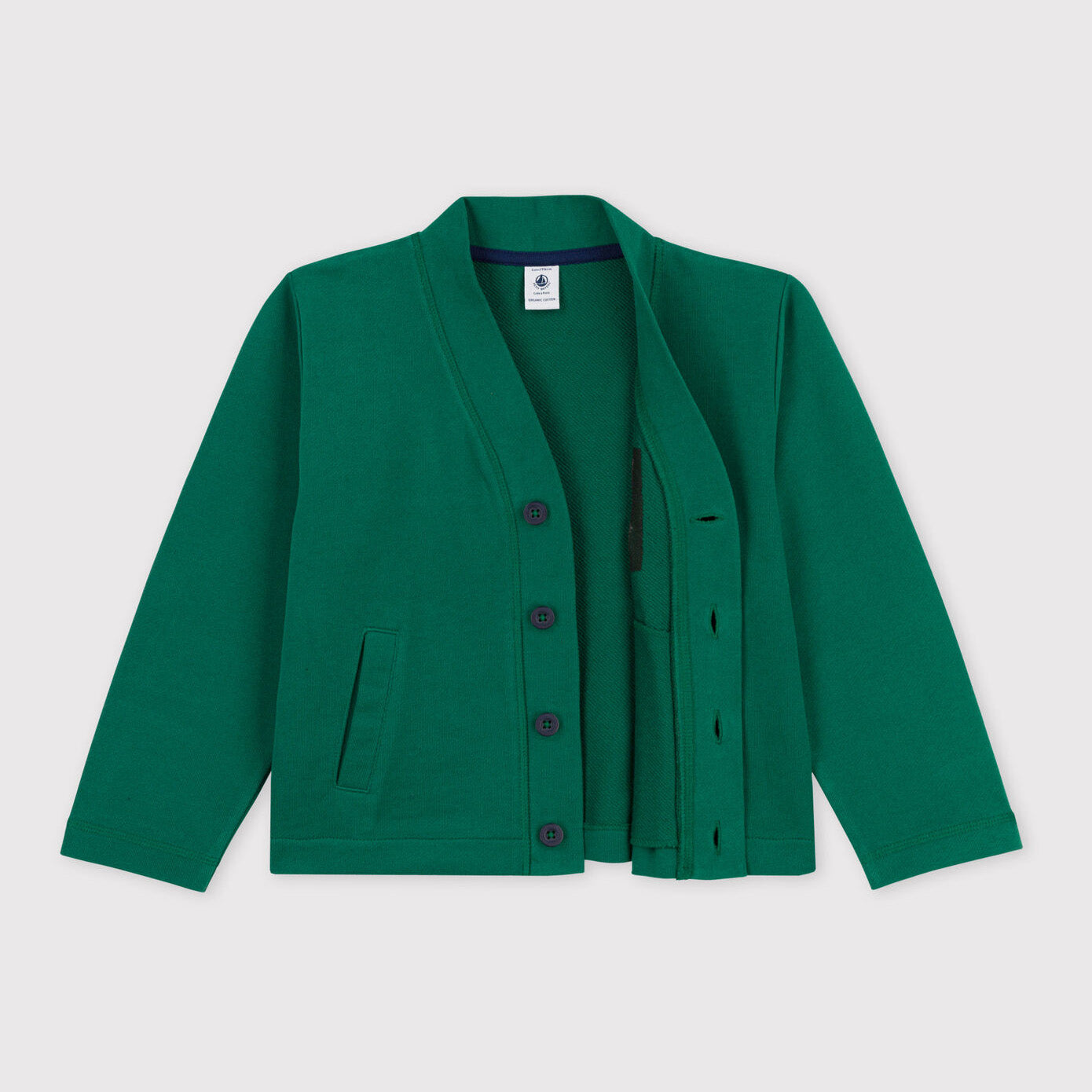 Boys Green Cotton Cardigan
