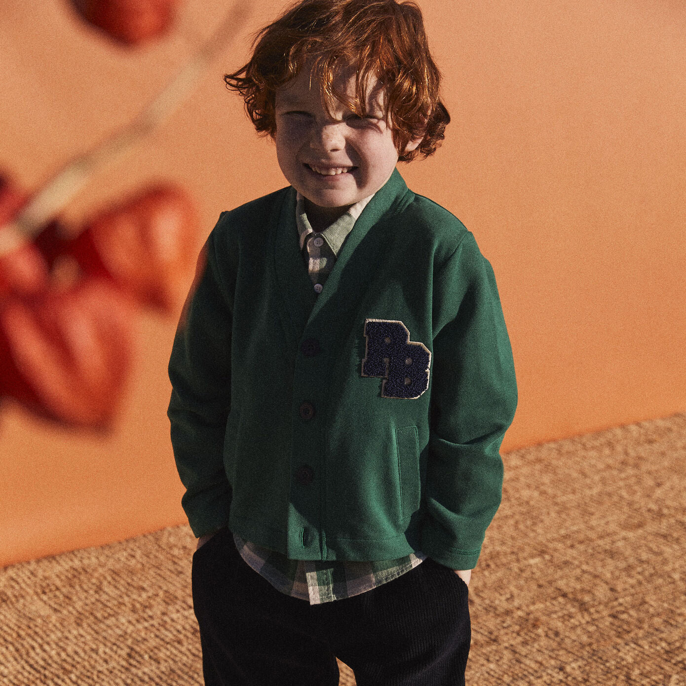 Boys Green Cotton Cardigan