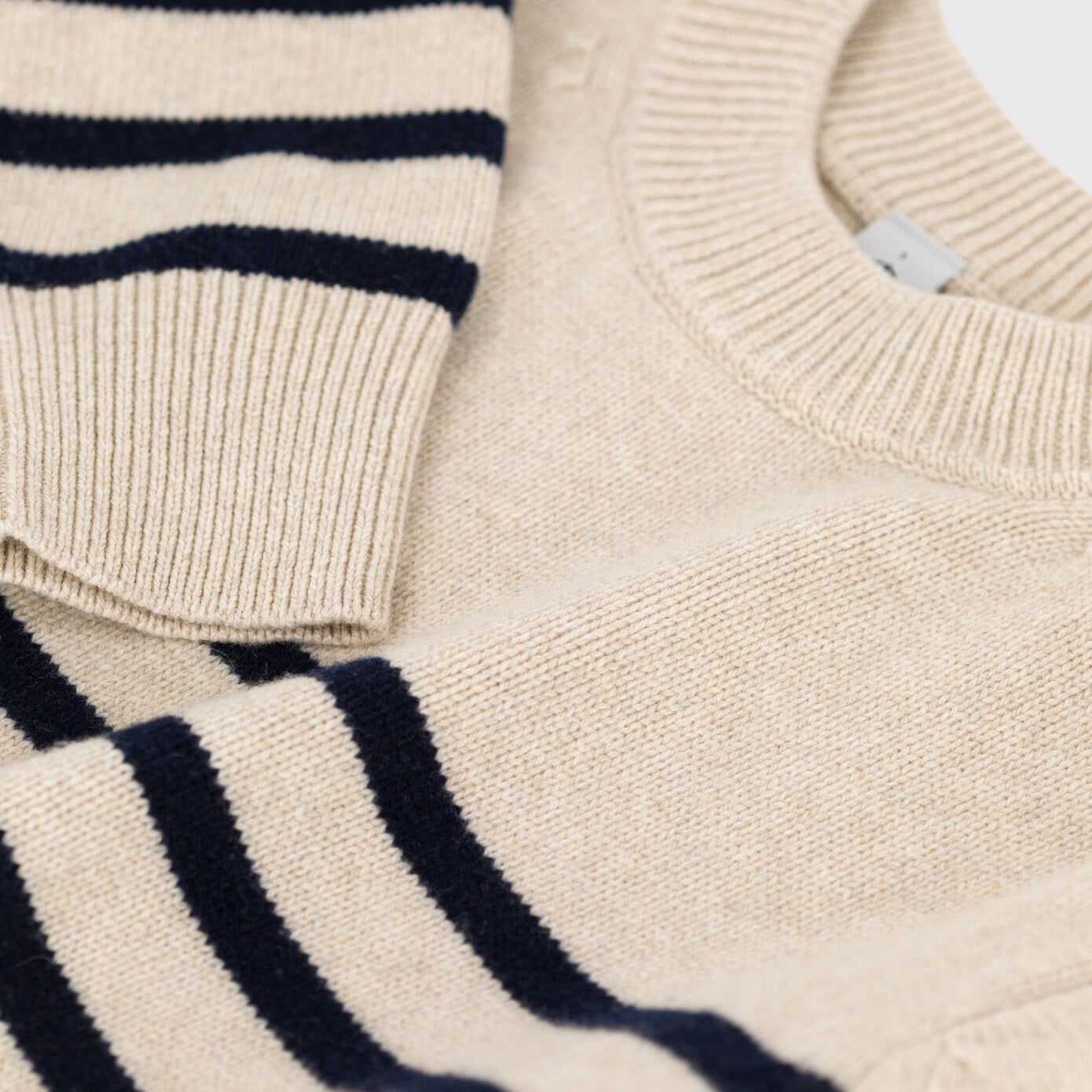 Girls Beige Stripes Sweater