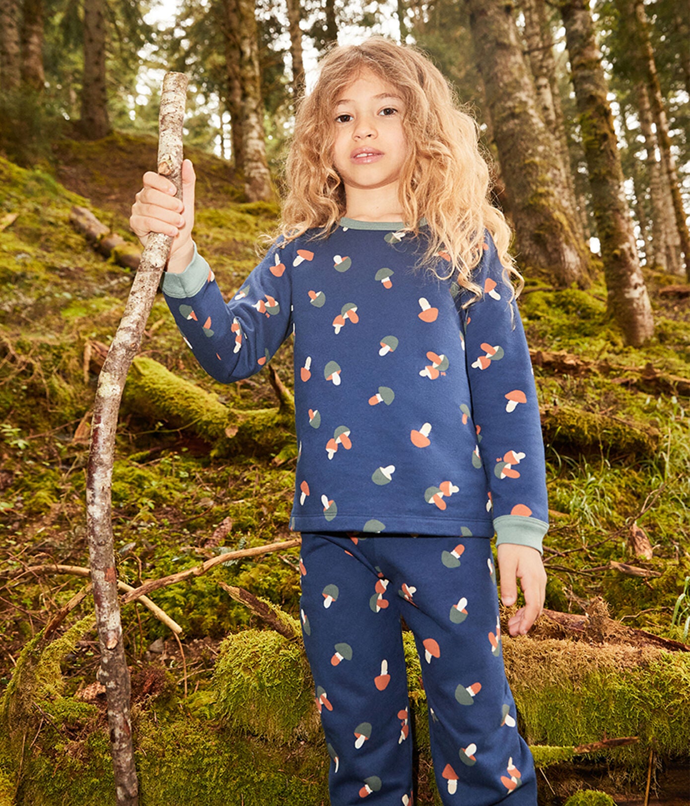 Boys Navy Printed Cotton Nightwear Set