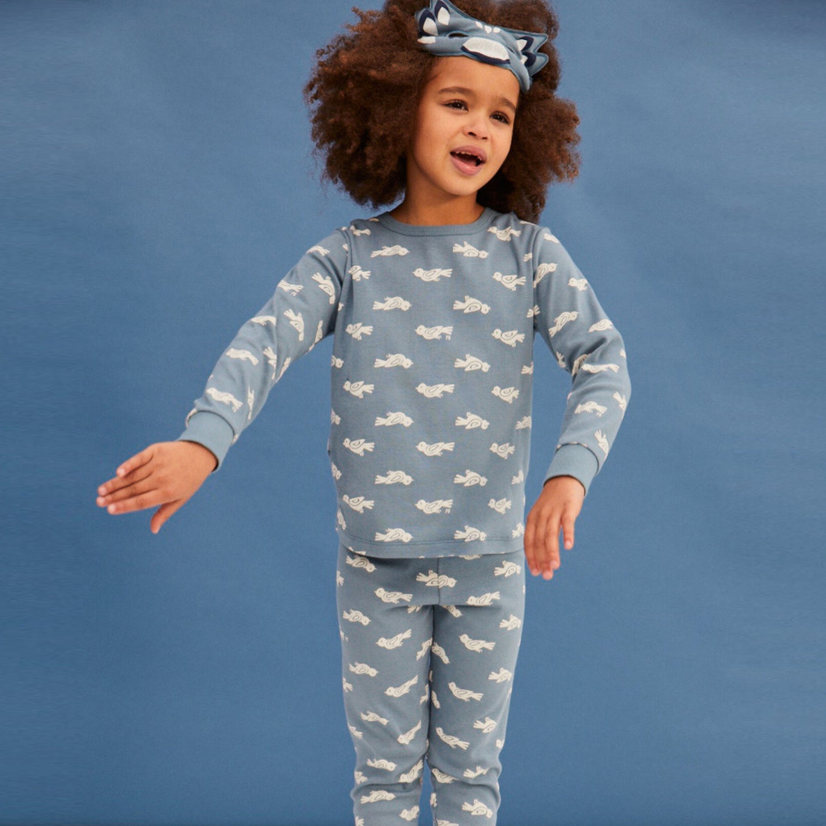 Boys Blue Printed Cotton Nightwear Set