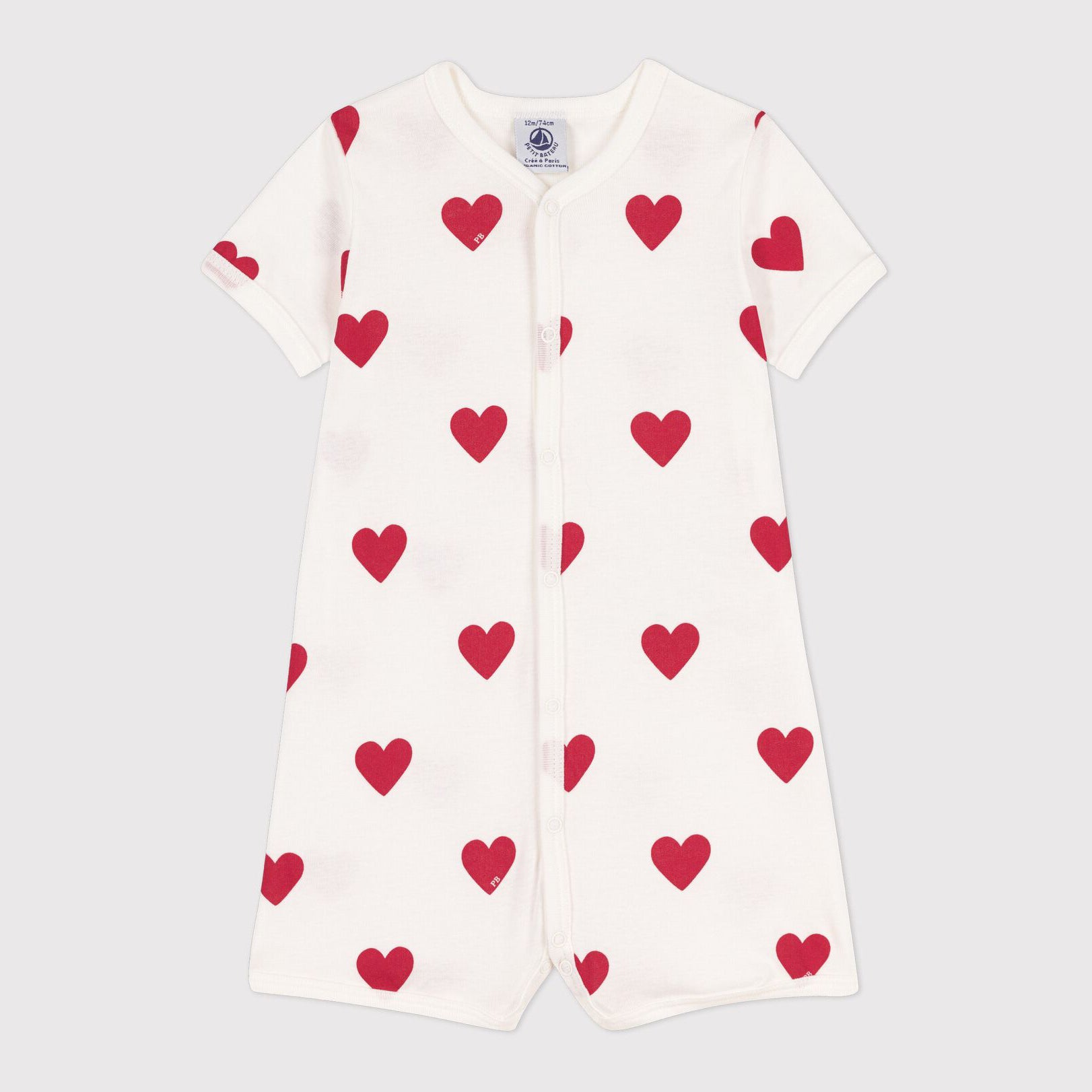 Baby Boys & Girls White Heart Cotton Babysuit