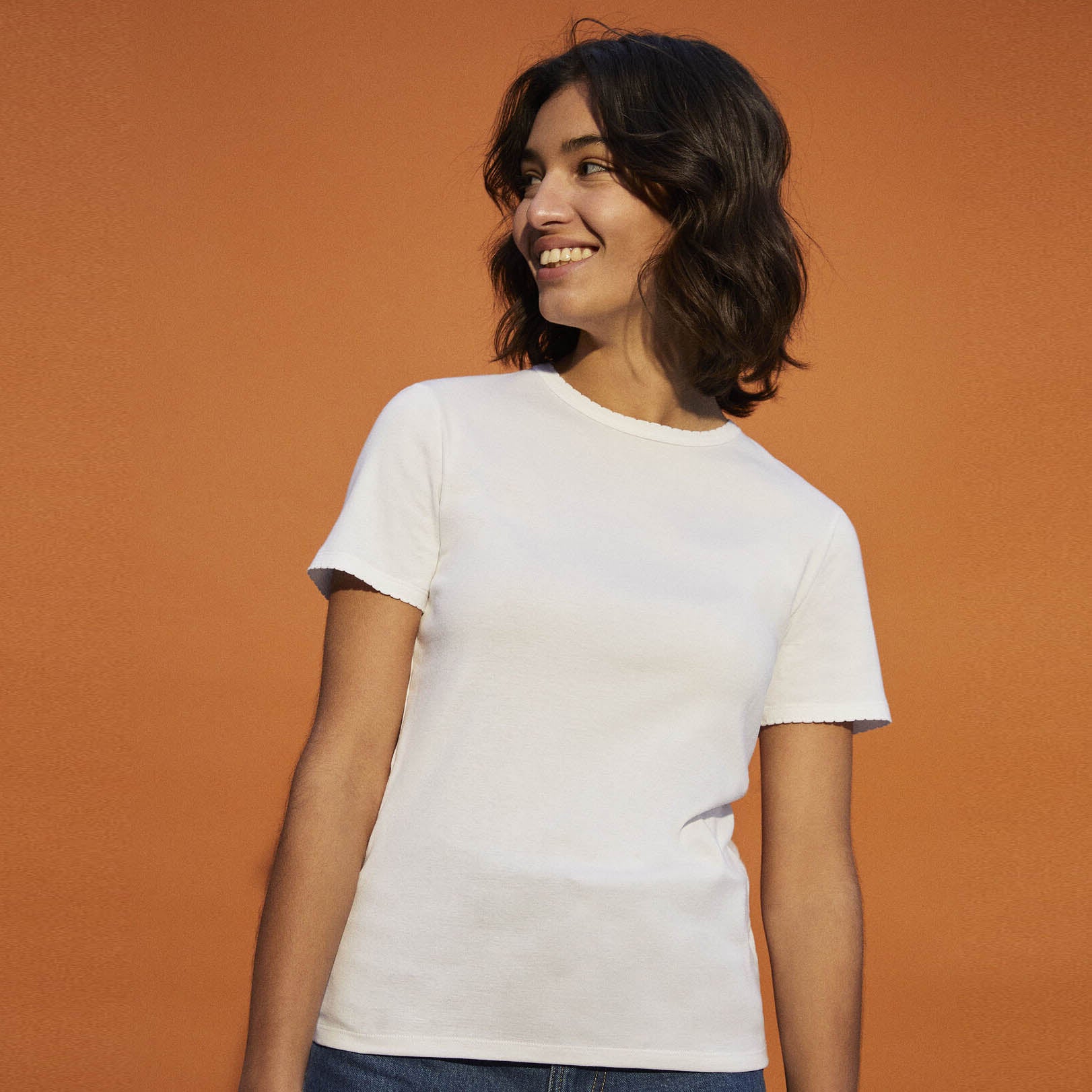 Girls White Cotton T-Shirt
