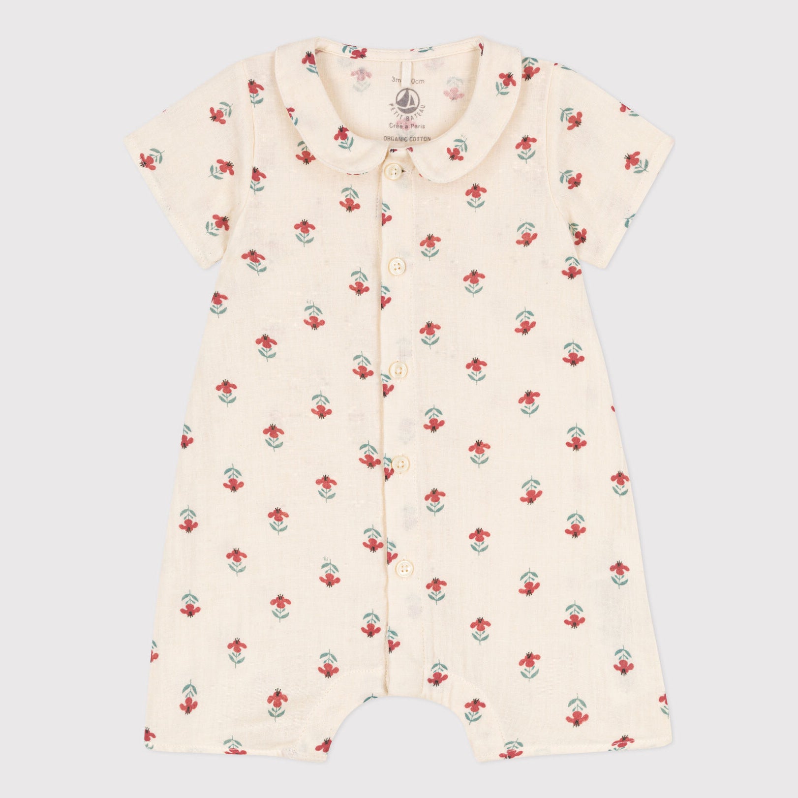 Baby Girls White Flower Cotton Babysuit