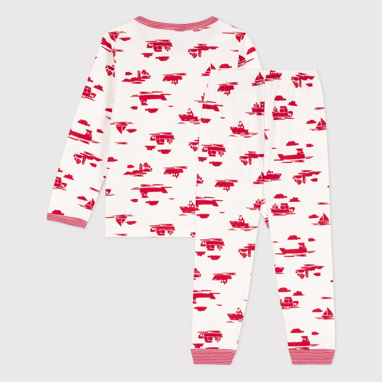 Boys White Printed Cotton Nightwear Set