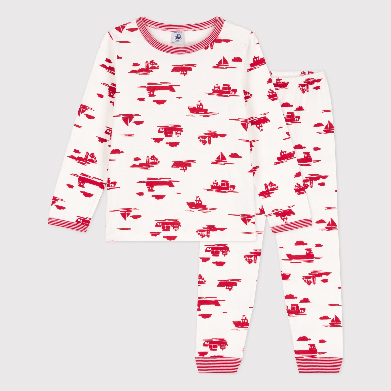 Boys White Printed Cotton Nightwear Set