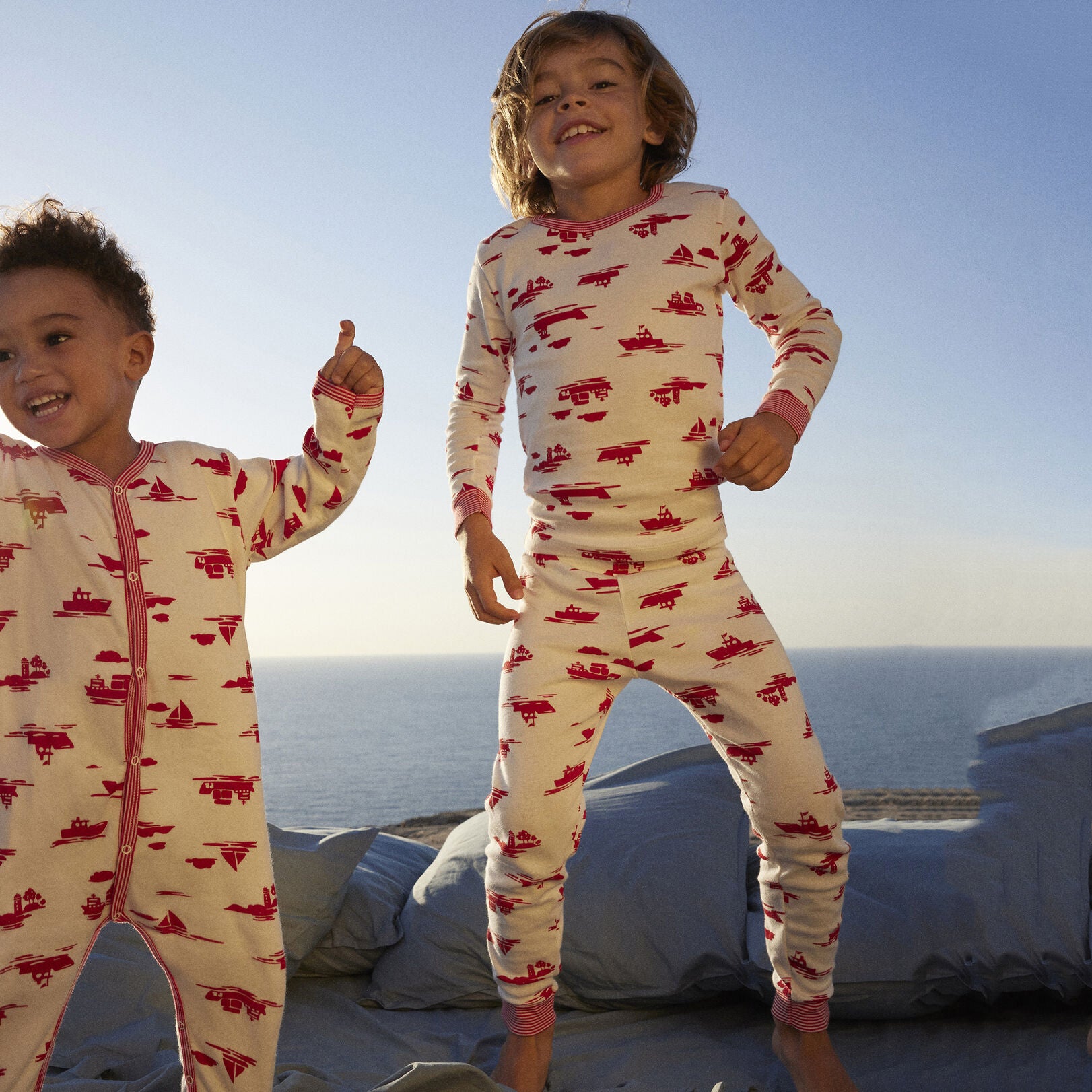 Boys White Printed Cotton Nightwear Set